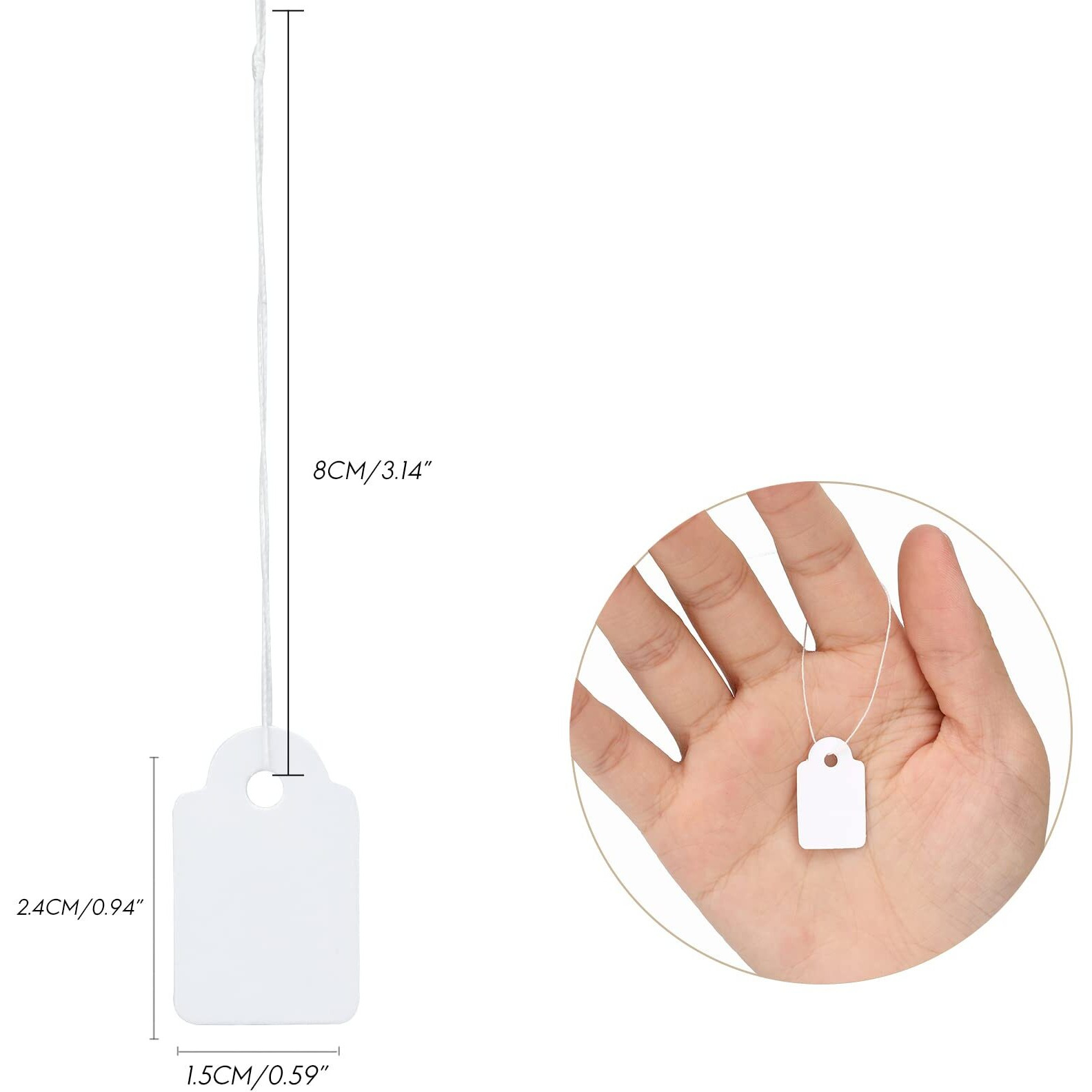 Joycraft 500Pcs Price Tags With String Attached,Super Mini White Writable Merchandise Hang Tags,Price Labels Display Tags With String,Marking Strung Tags For Product Jewelry Clothing Tags(0.95&quotX0.6")