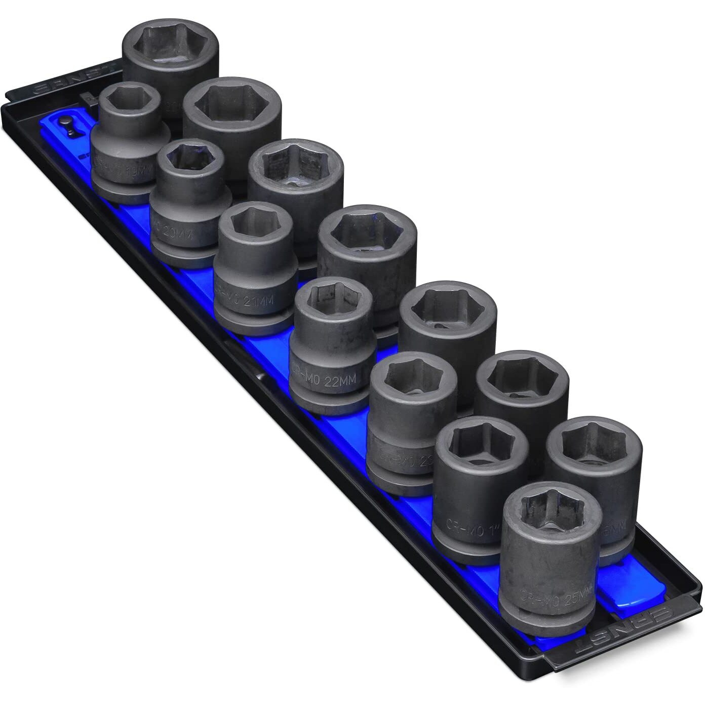 Ernst Manufacturing 19-Inch Socket Boss 2-Rail 3/4-Inch-Drive Socket Organizer, Blue (8459)