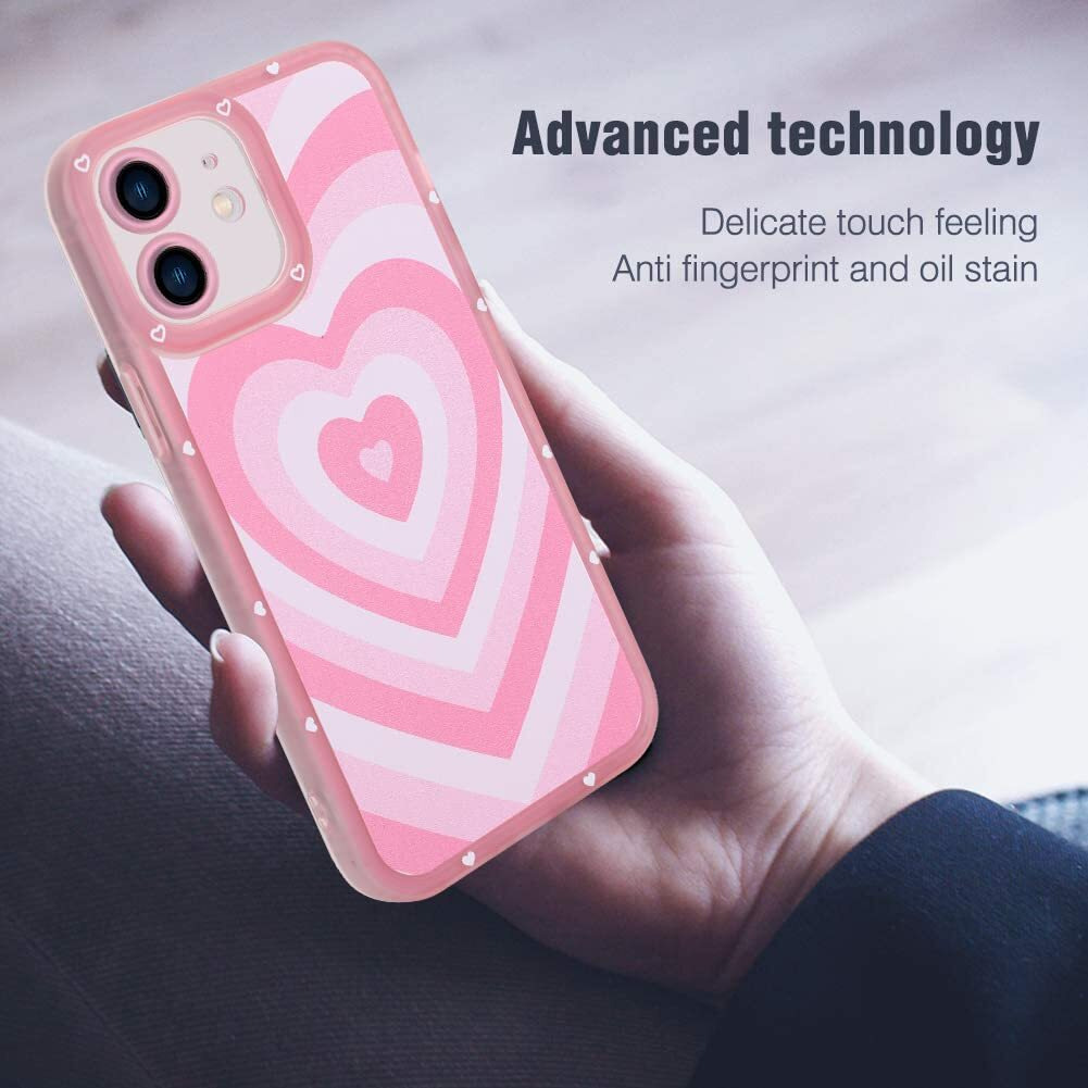 Aigomara Compatible With Iphone 11 Case Pink Heart Print Cute Pattern Case For Women Girl Full Camera Protective Soft Tpu Shockproof Phone Cover For Iphone 11