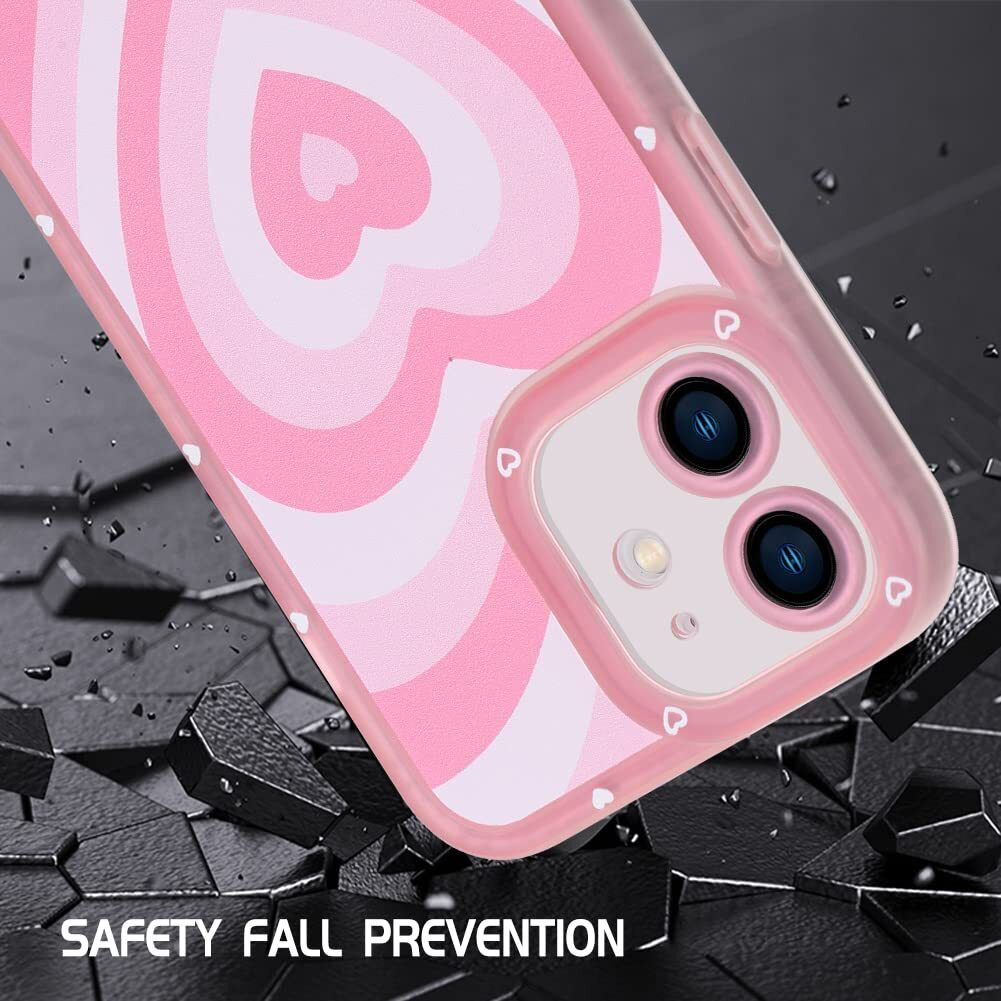 Aigomara Compatible With Iphone 11 Case Pink Heart Print Cute Pattern Case For Women Girl Full Camera Protective Soft Tpu Shockproof Phone Cover For Iphone 11
