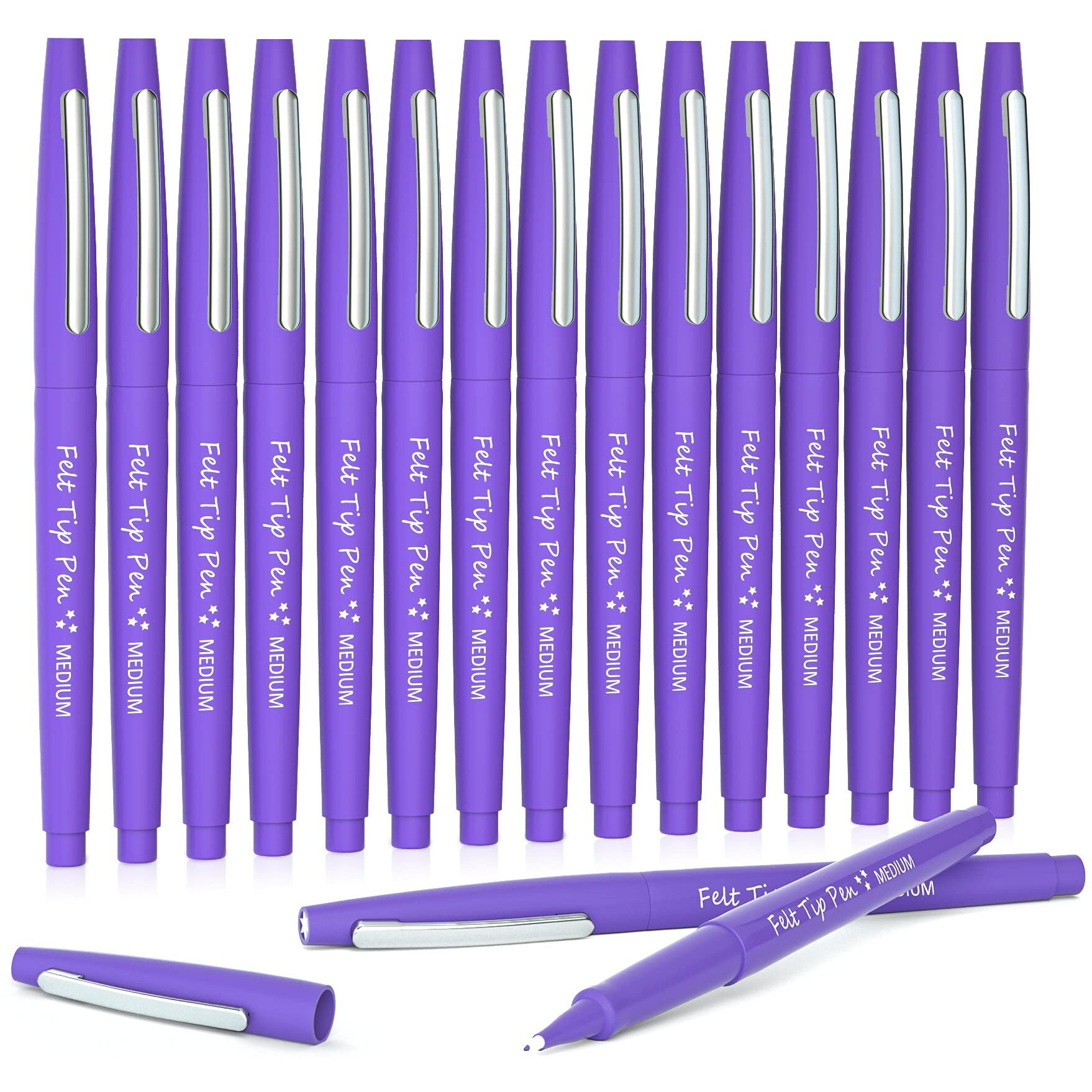 Lelix Felt Tip Pens, 15 Purple Pens, 0.7Mm Medium Point Felt Pens, Felt Tip Markers Pens For Journaling, Writing, Note Taking, Planner, Perfect For Art Office And School Supplies