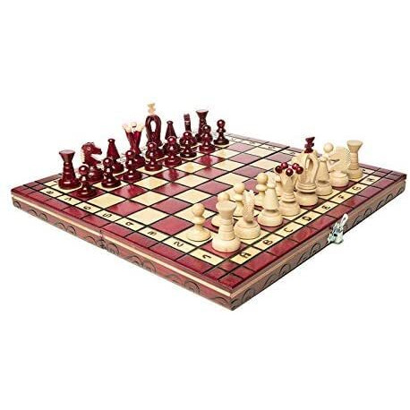 Chess And Games Shop Muba Beautiful Handcrafted Wooden Chess Set With Wooden Board And Handcrafted Chess Pieces Gift Idea Products (12.5 (32 Cm) Red)
