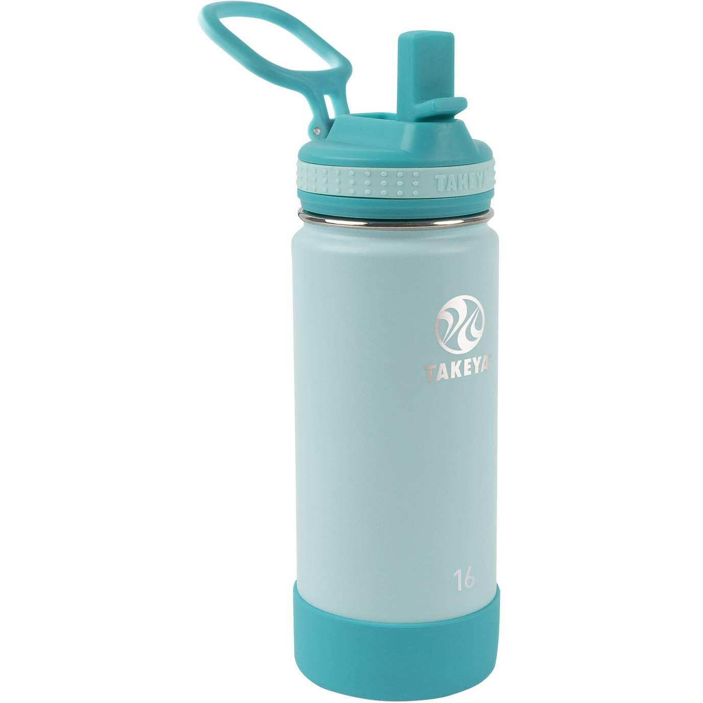 Takeya Actives Kids Insulated Stainless Steel Water Bottle With Straw Lid, 16 Ounce, Surferlagoon