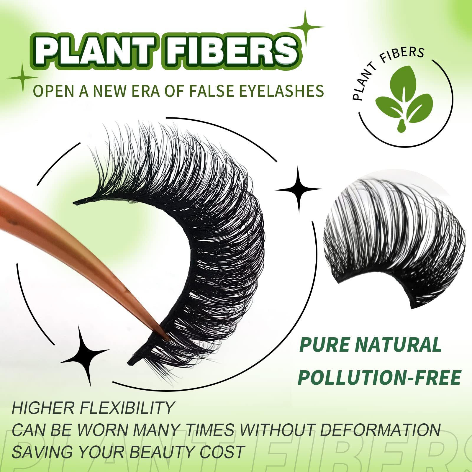 3D Plant Fibre Russian Strip Lashes, D Curl Lash Strips, Natural False Lashes Mink, Wispy Fake Lashes, D Curl Strip Lashes, Natural Wispies Mink Eyelashes, Faux Mink Eyelashes Natural Look(Sdc78)