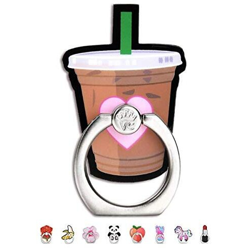 Velvet Caviar Cell Phone Ring Holder - Finger Ring & Stand - Improves Phone Grip Compatible With Iphone, Galaxy, Most Smartphones (Iced Coffee)