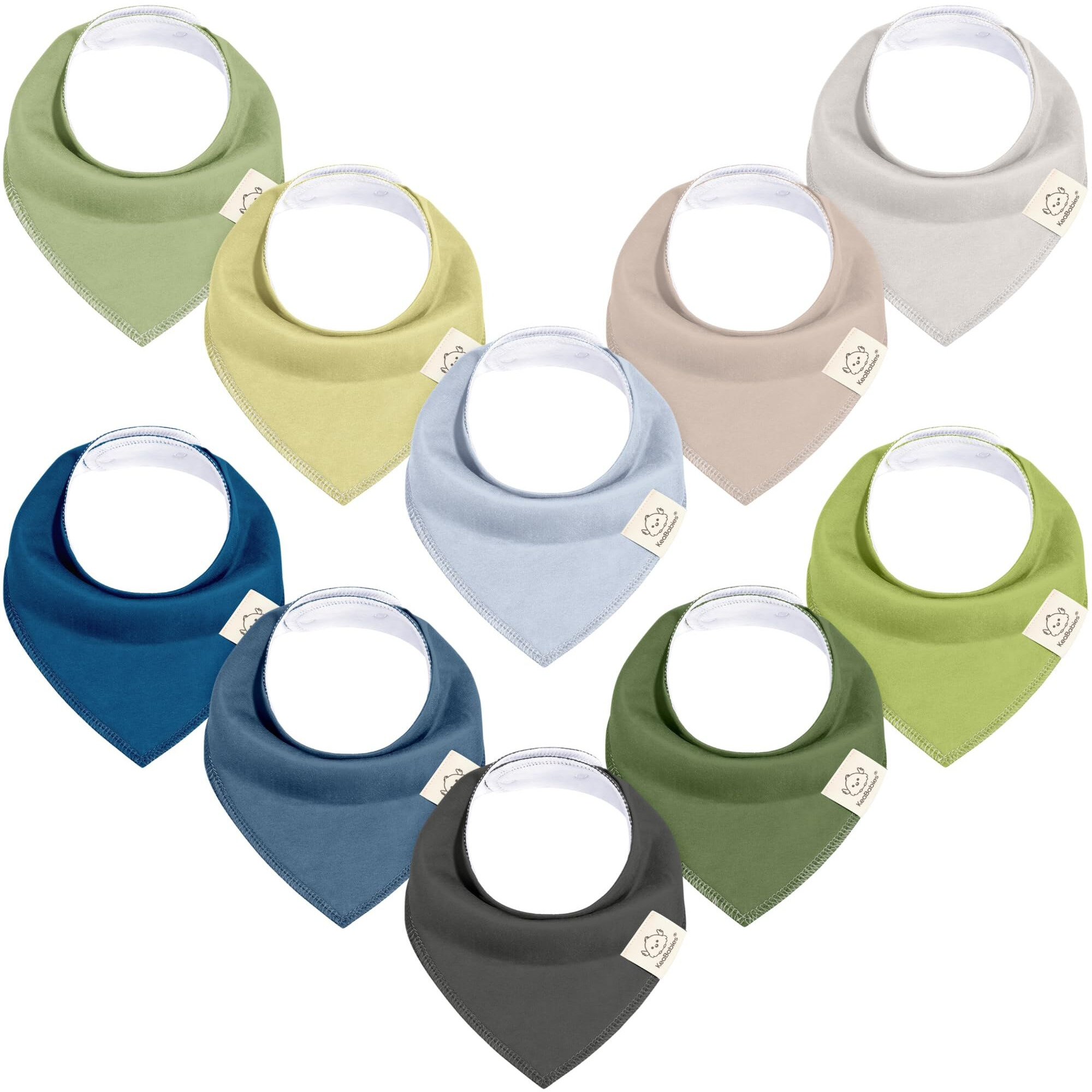 10-Pack Organic Baby Bandana Bibs - Organic Cotton Bandana Bibs For Boys, Girls - Super Absorbent Bandana Drool Bibs - Teething Bibs - Baby Bibs For Infant, Toddler (Brave)