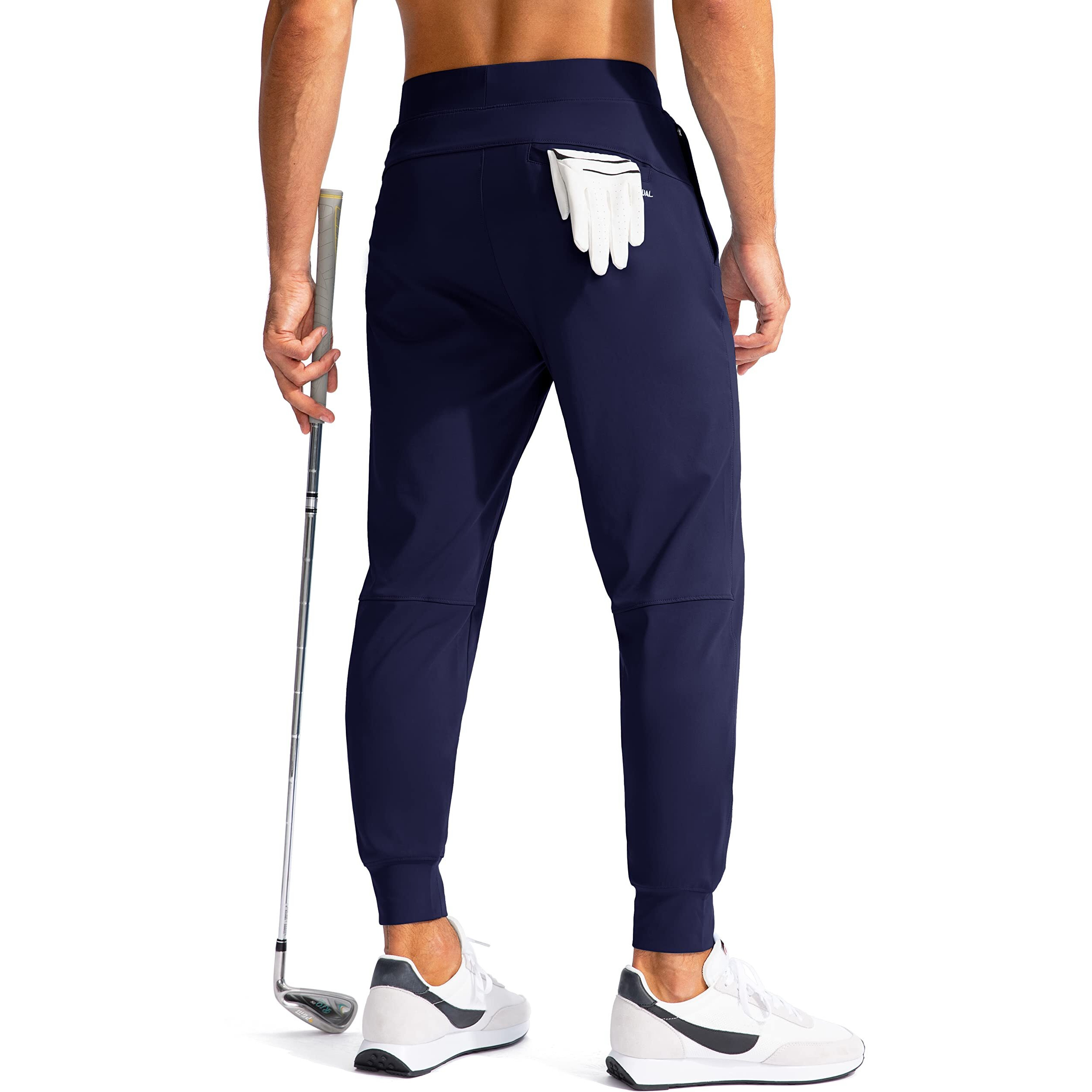 G Gradual Men's Golf Joggers Pants With Zipper Pockets Stretch Sweatpants Slim Fit Track Pants Joggers For Men Work Running (Navy, L)