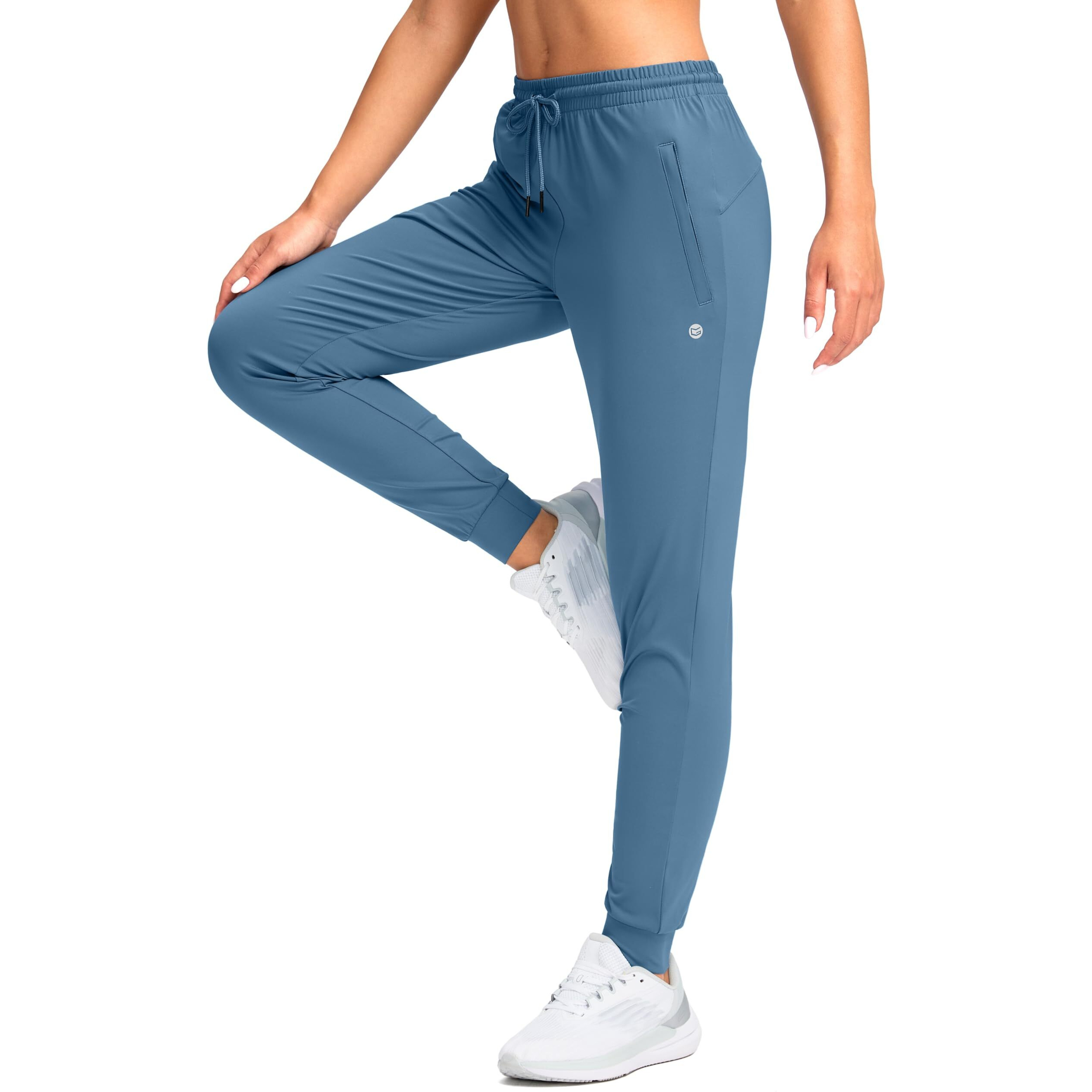 G Gradual Women's Joggers Pants With Zipper Pockets Tapered Running Sweatpants For Women Lounge, Jogging (Slate Blue, X-Small)