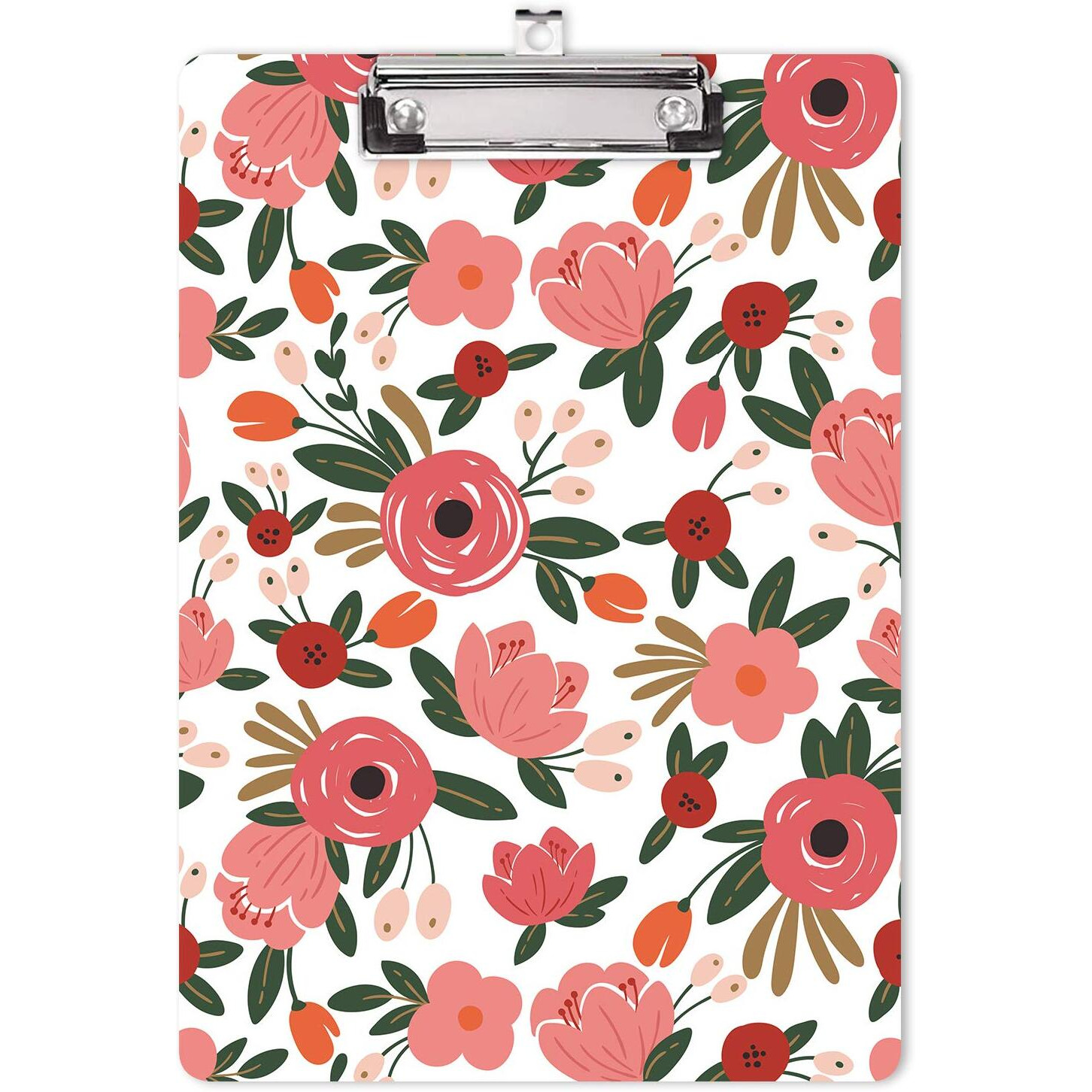 Hongri Wooden Clipboard, Fashion Design Clip Board For Classroom Students,Teacher, Women, Kids, Cute Custom Pattern, Standard Letter Size 9 X 12.5 In With Low Profile Metal Clip, Cute Flower