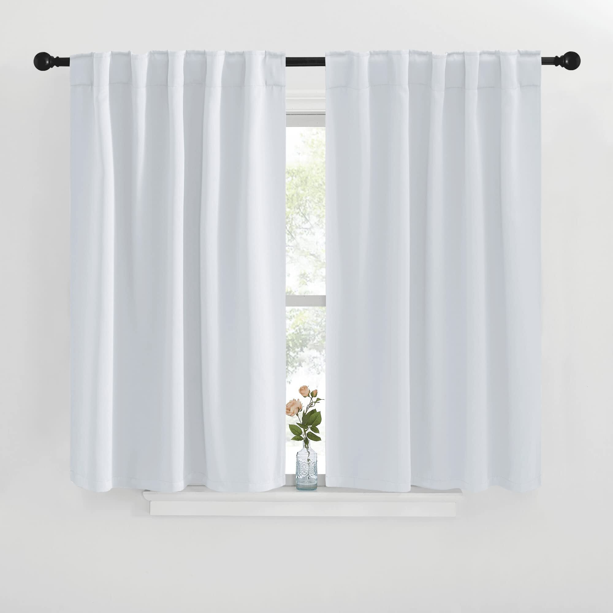 Nicetown Short Curtains For Small Window - (Cloud Grey Color) W42 Wide, 2 Pieces, 40 Inches Length Curtains, Modern Design Thermal Privacy Protection Window Treatment Drapes/Draperies For Bedroom