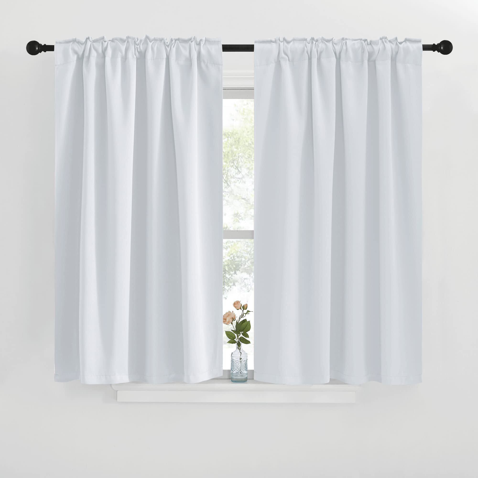 Nicetown Short Curtains For Small Window - (Cloud Grey Color) W42 Wide, 2 Pieces, 40 Inches Length Curtains, Modern Design Thermal Privacy Protection Window Treatment Drapes/Draperies For Bedroom