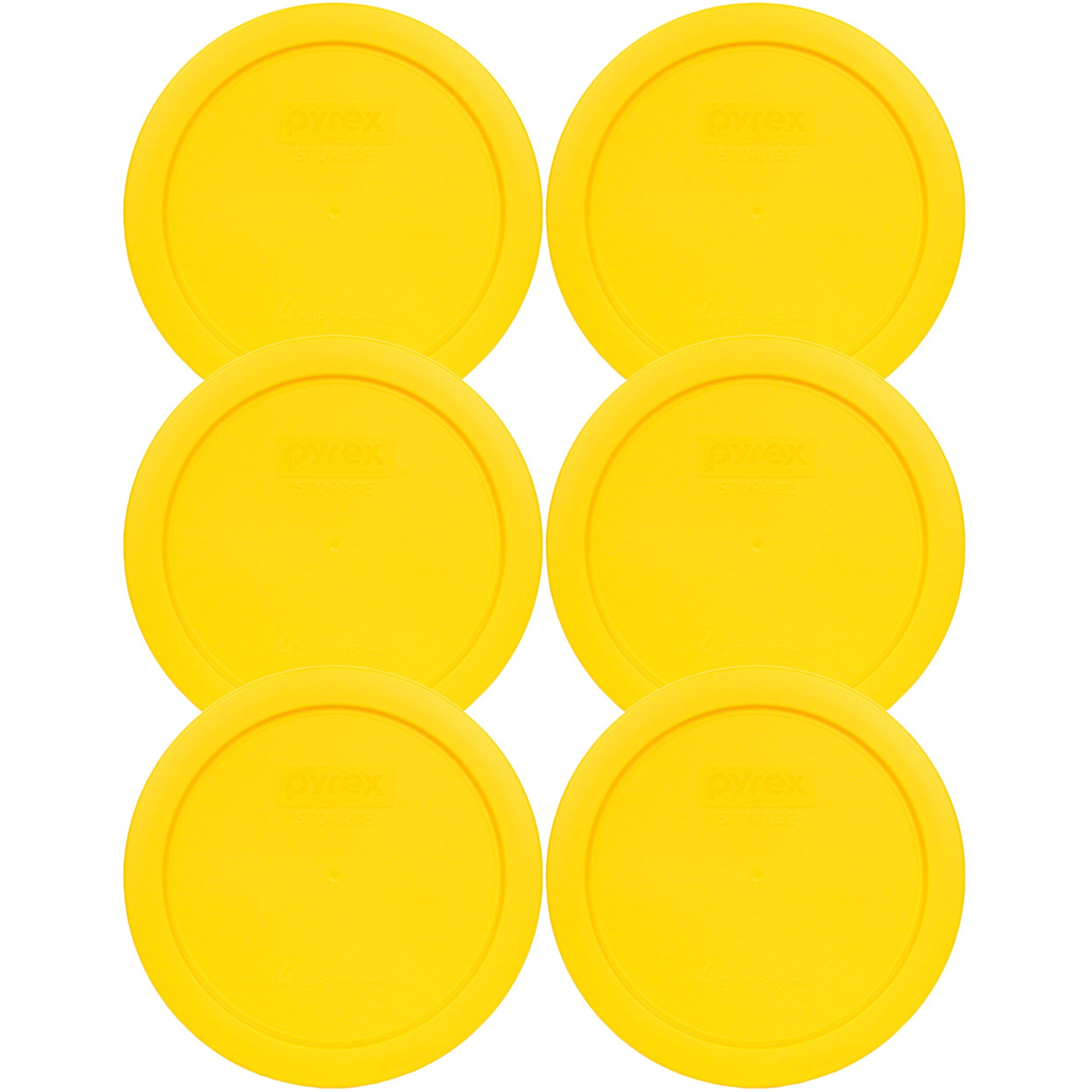 Pyrex 7201-Pc Round 4 Cup Storage Lid For Glass Bowls (6, Yellow) Made In The Usa