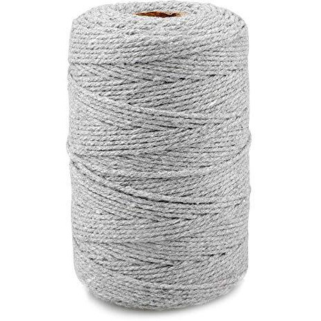 Jijacraft 656 Feet Natural Cotton String,Grey Cotton Bakers Twine String,2Mm Cotton Macrame Cord Craft String For Gift Wrapping,Home Decor,Packing Materials