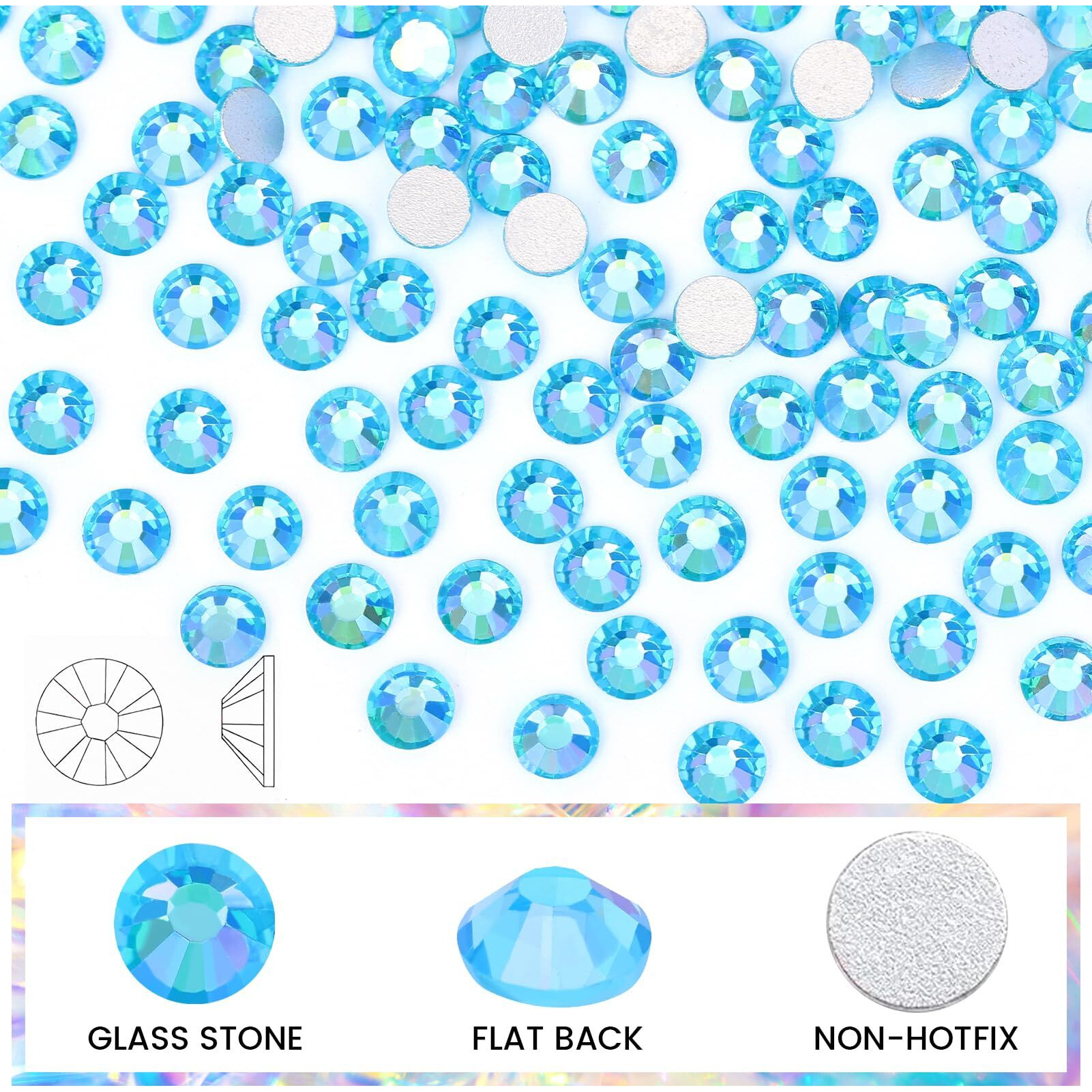 Rhinestones Novani Rhinestones For Crafts Glass Crystals Nail Rhinestones Flatback Nail Gems And Rhinestones For Nails Art Makeup Face Clothes Shoes Decoration Diy(Ss20, 1440Pcs, Aquamarine Ab)