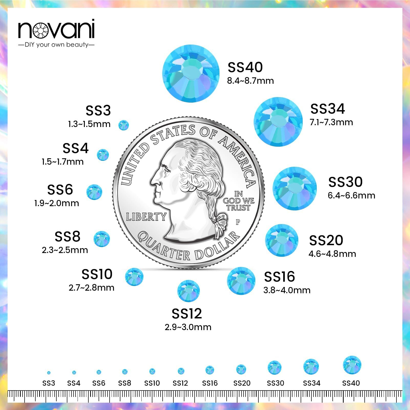 Rhinestones Novani Rhinestones For Crafts Glass Crystals Nail Rhinestones Flatback Nail Gems And Rhinestones For Nails Art Makeup Face Clothes Shoes Decoration Diy(Ss20, 1440Pcs, Aquamarine Ab)