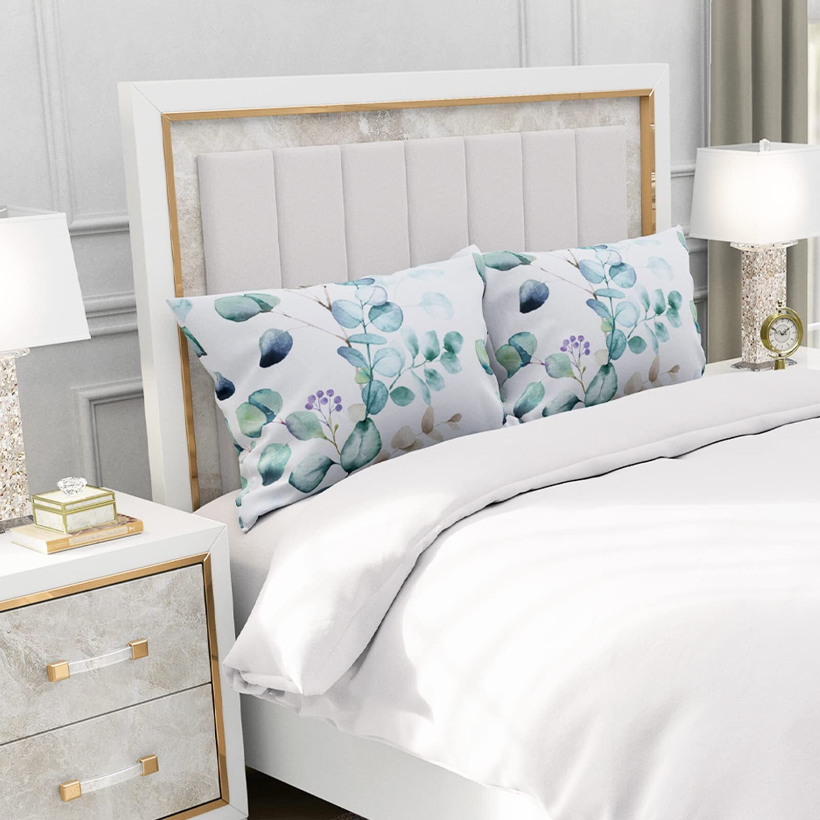 Yiyea Pillow Cases Queen Size Set Of 2, Ultra Soft Double Brushed Microfiber Pillowcases Queen, Floral Bed Pillow Covers, Fade Resistant, Easy Slip-On (20&quotX30")