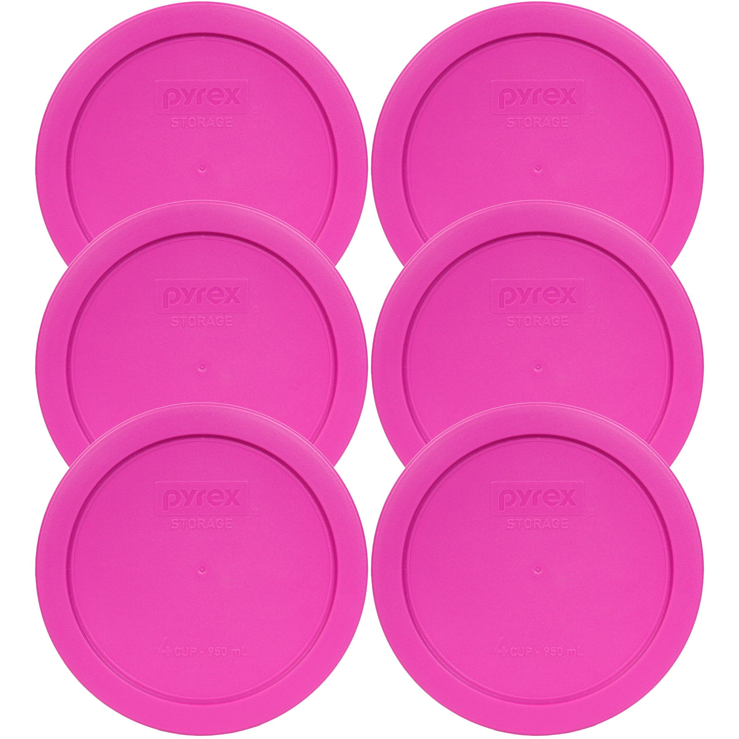 Pyrex 7201-Pc Round 4 Cup Storage Lid For Glass Bowls (6, Berry Pink)