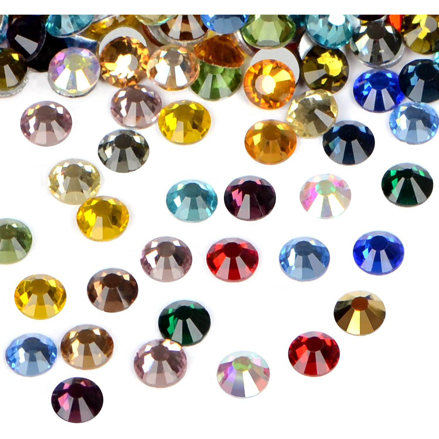 1440Pcs Art Nail Rhinestones Non Hotfix Glue Fix Round Crystals Glass Flatback For Diy Jewelry Making With One Picking Pen (Ss16 1440Pcs, Mix)