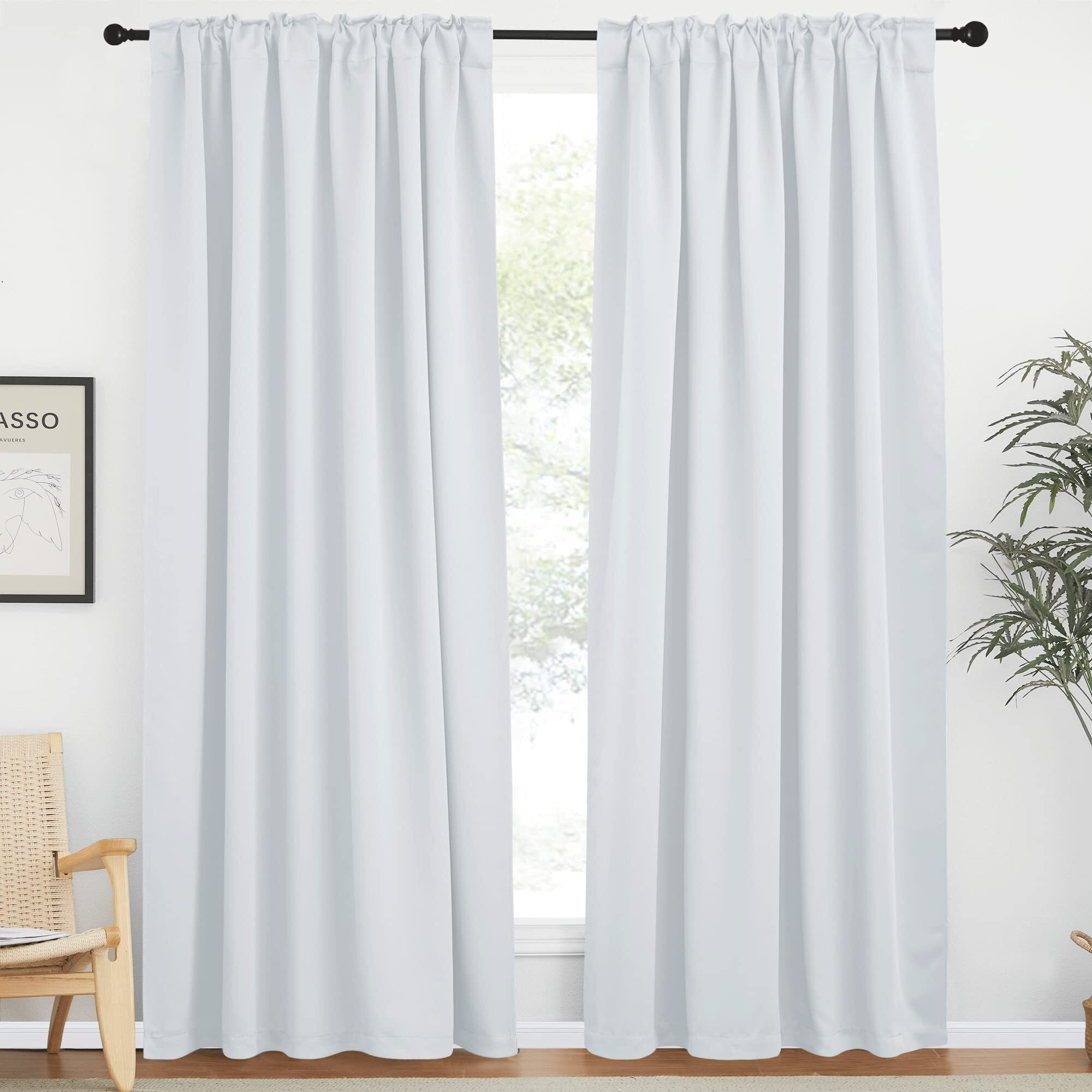 Nicetown Living Room Darkening Curtain Drapes - (Cloud Grey Color) W62 X L84, Set Of 2, Door Curtain For Doorway Privacy, Blackout Temporary Insulated Closet Curtain For Bedroom Closet Door