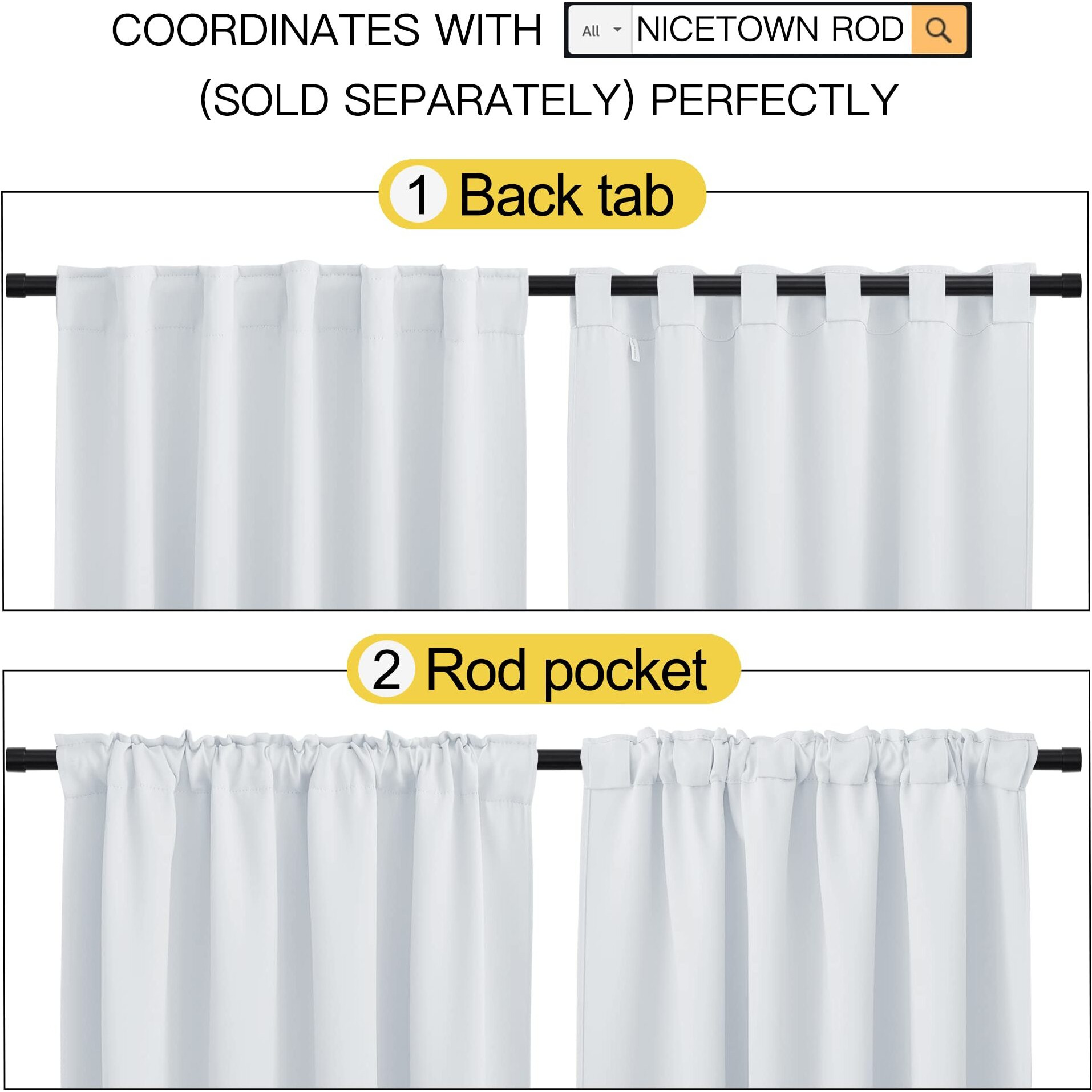 Nicetown Living Room Darkening Curtain Drapes - (Cloud Grey Color) W62 X L84, Set Of 2, Door Curtain For Doorway Privacy, Blackout Temporary Insulated Closet Curtain For Bedroom Closet Door