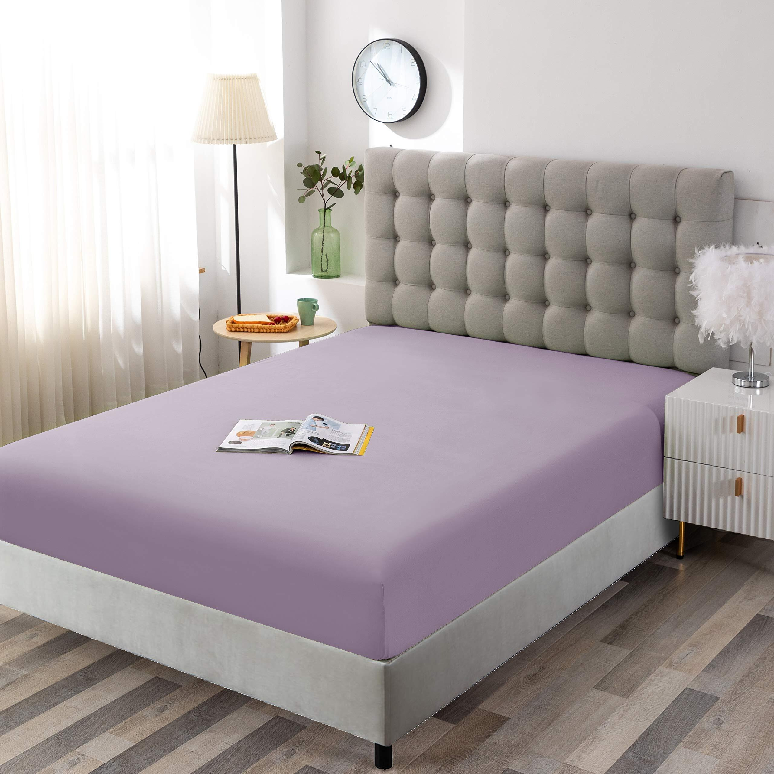 Sfoothome Full Lavender Fitted Sheet Only, Wrinkle Free - Brushed Microfiber Bed Sheet With Deep Pocket