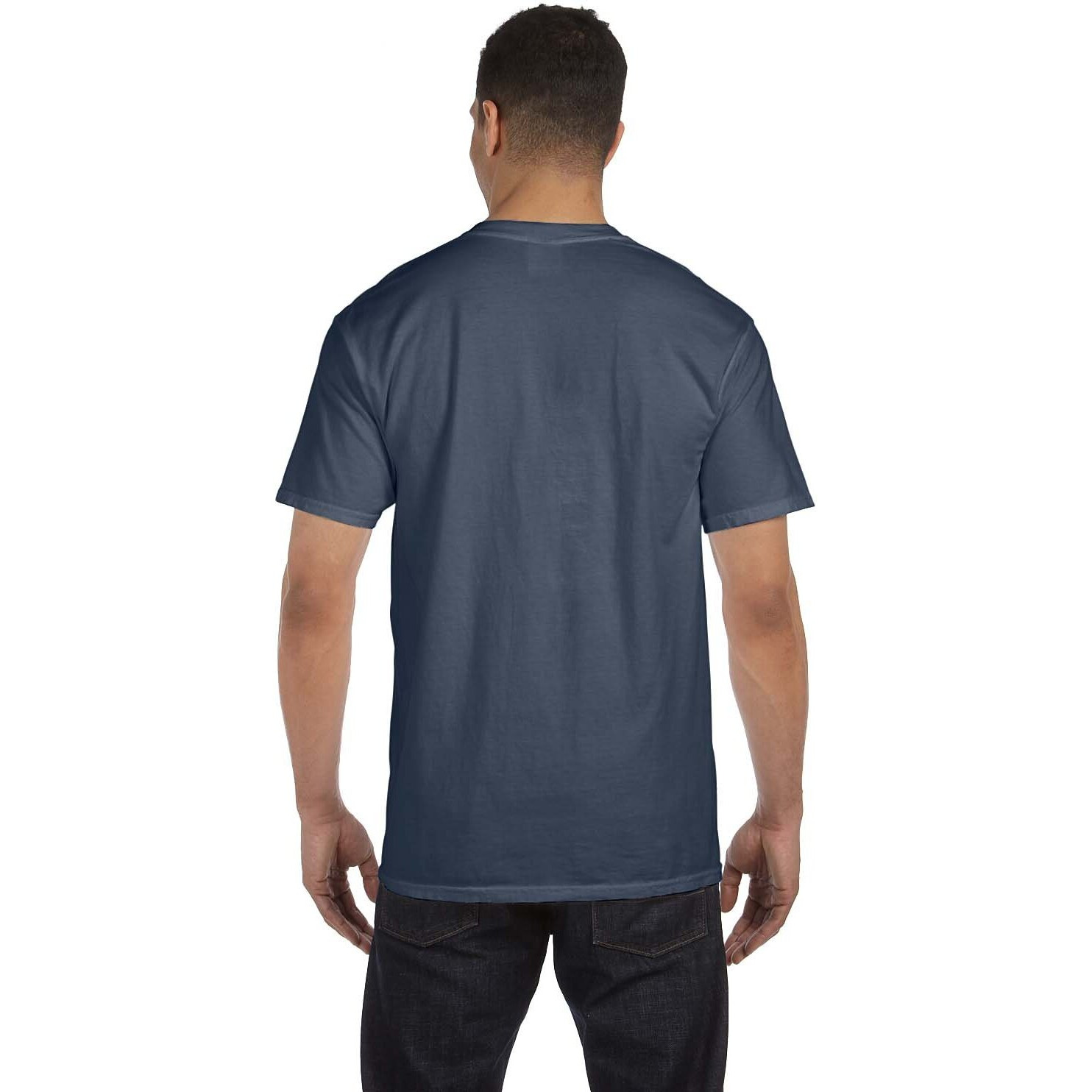 Comfort Colors Men's Adult Short Sleeve Pocket Tee, Style 6030 (Large, Denim)