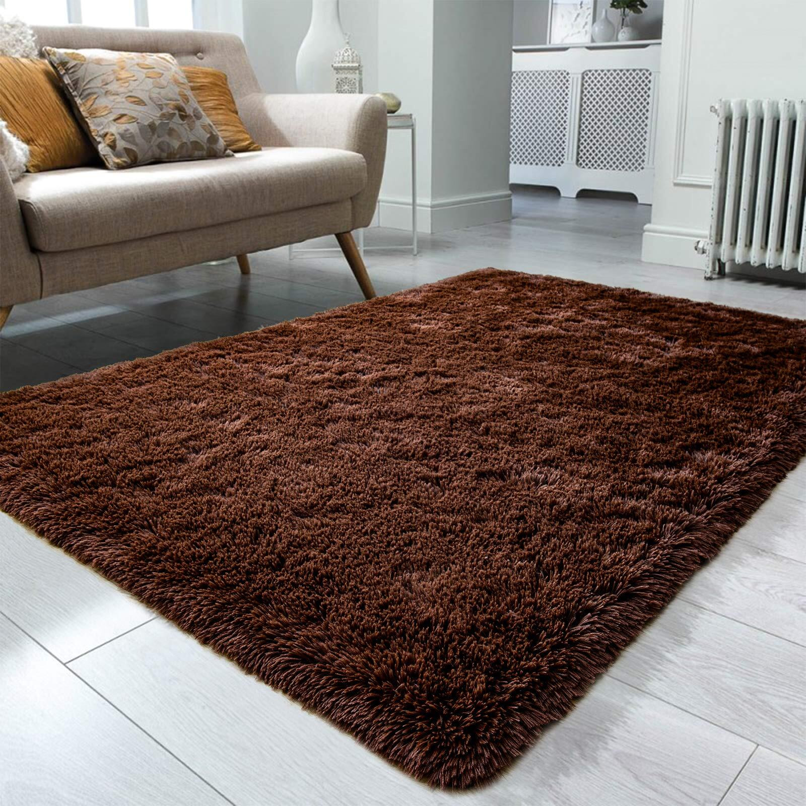 Ompaa Fluffy Rug, Super Soft Fuzzy Area Rugs For Bedroom Living Room - 3' X 5' Large Plush Furry Shag Rug - Kids Playroom Nursery Classroom Dining Room Decor Floor Carpet, Brown