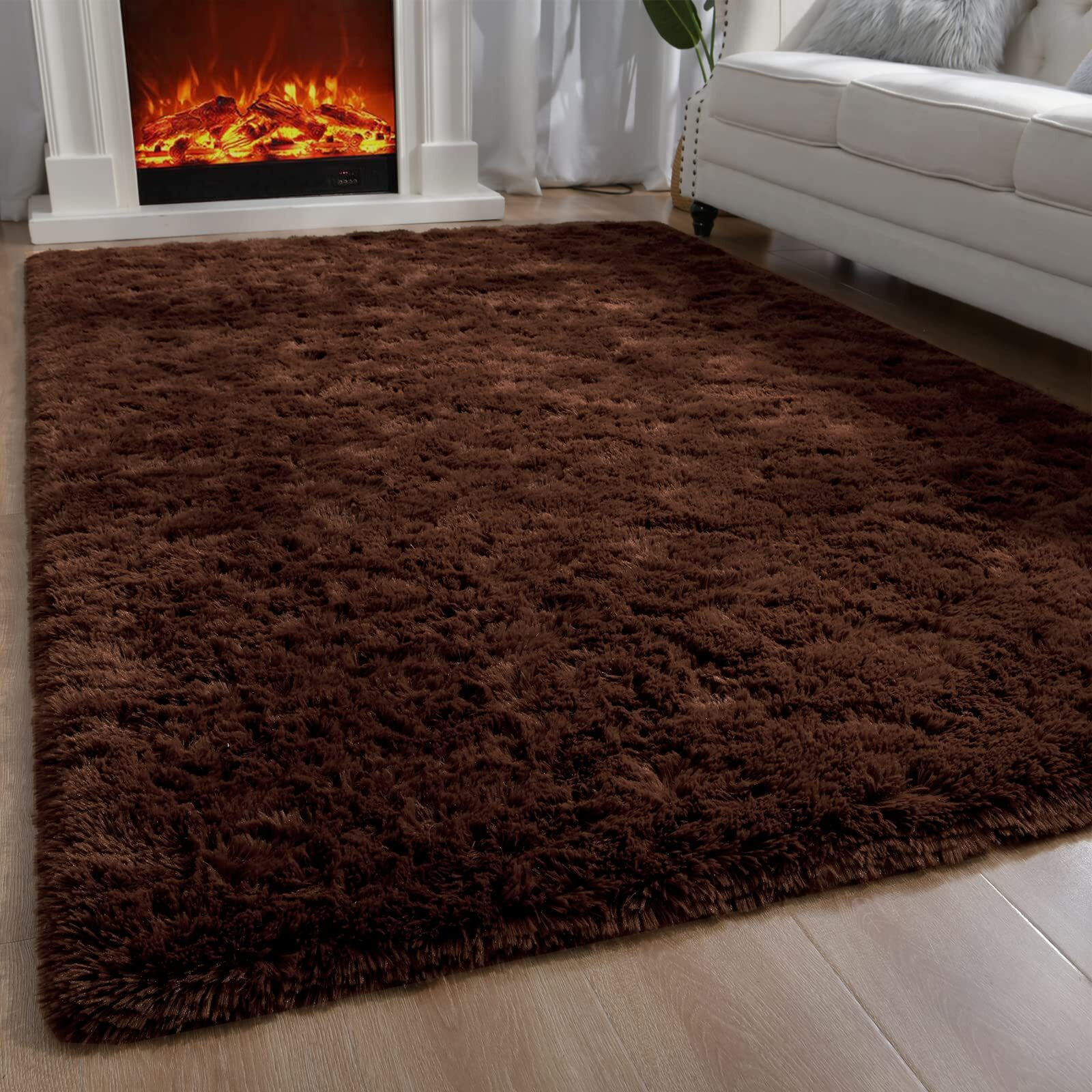 Ompaa Fluffy Rug, Super Soft Fuzzy Area Rugs For Bedroom Living Room - 3' X 5' Large Plush Furry Shag Rug - Kids Playroom Nursery Classroom Dining Room Decor Floor Carpet, Brown