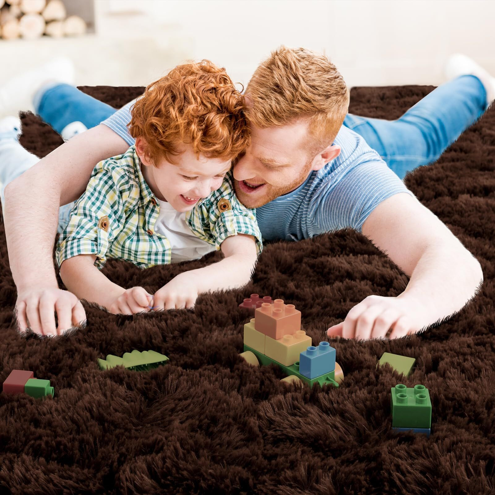 Ompaa Fluffy Rug, Super Soft Fuzzy Area Rugs For Bedroom Living Room - 3' X 5' Large Plush Furry Shag Rug - Kids Playroom Nursery Classroom Dining Room Decor Floor Carpet, Brown