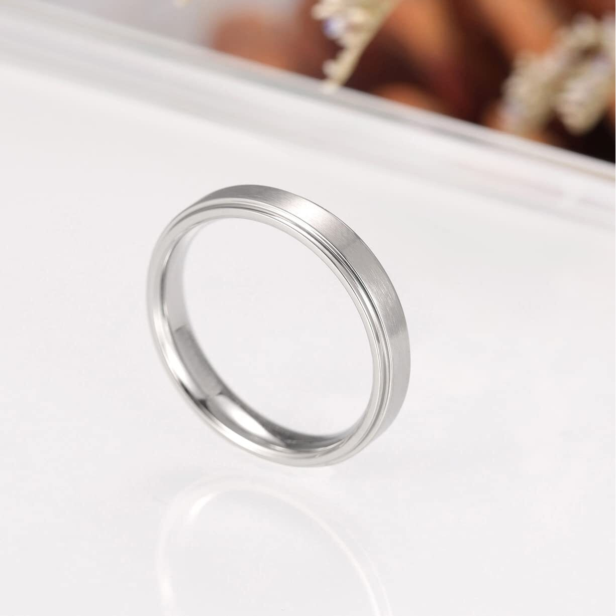 Tigrade 4Mm 6Mm 8Mm 10Mm Black Titanium Rings Wedding Band Matte Comfort Fit For Men Women Size 3-15,Silver 4Mm, Size 7