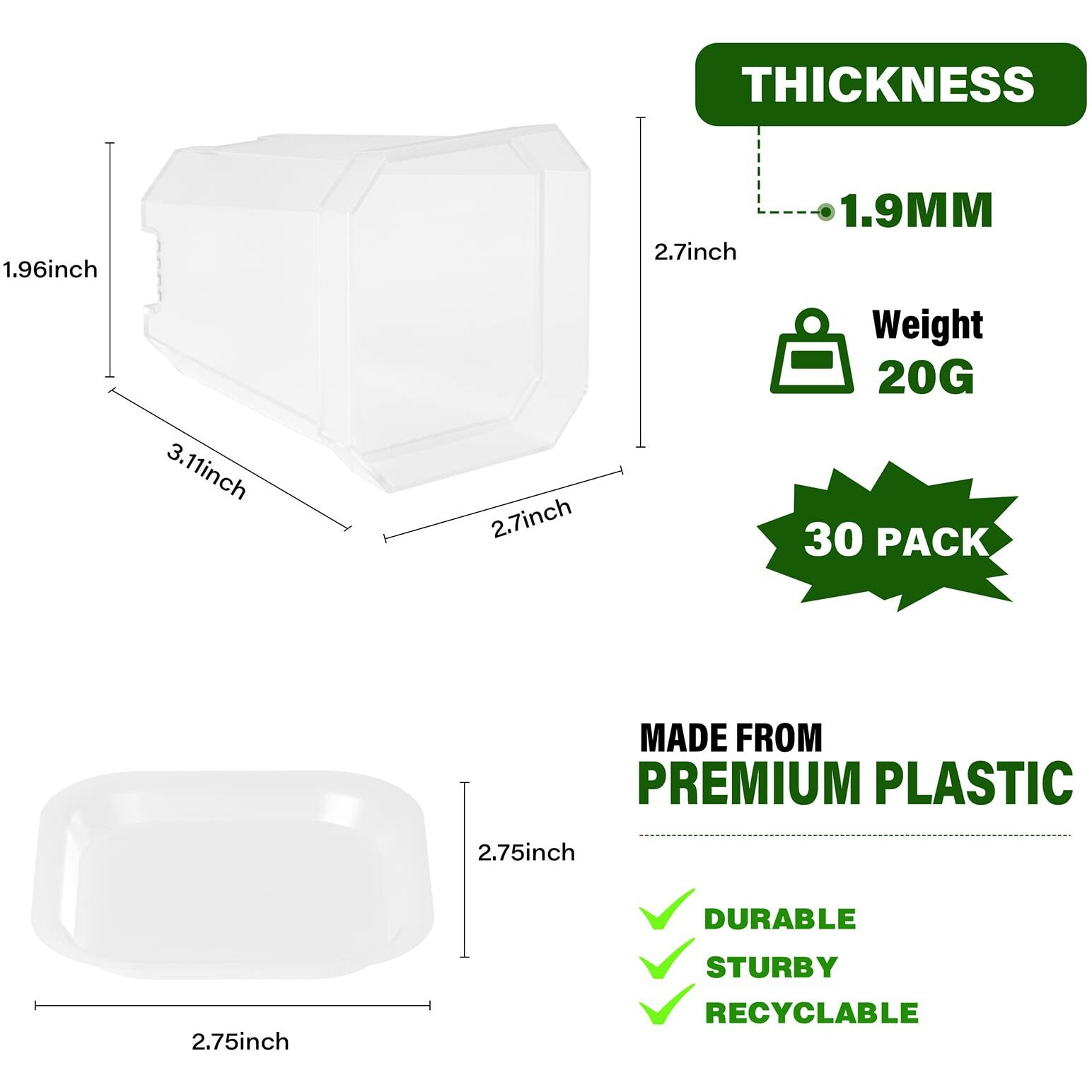 Foxany 3" Clear Nursery Pots, 30 Pcs Thick Plastic Plant Pots, Square Flower Planting Pots, Seedling Planter Seed Starter Pots With Saucers