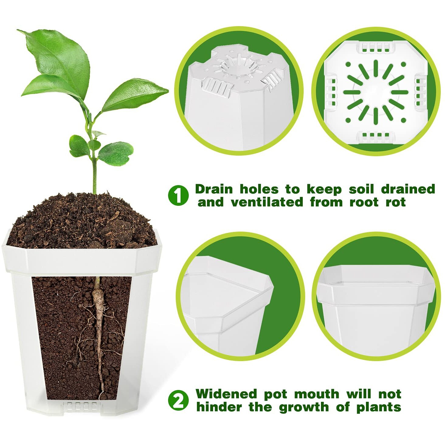 Foxany 3" Clear Nursery Pots, 30 Pcs Thick Plastic Plant Pots, Square Flower Planting Pots, Seedling Planter Seed Starter Pots With Saucers