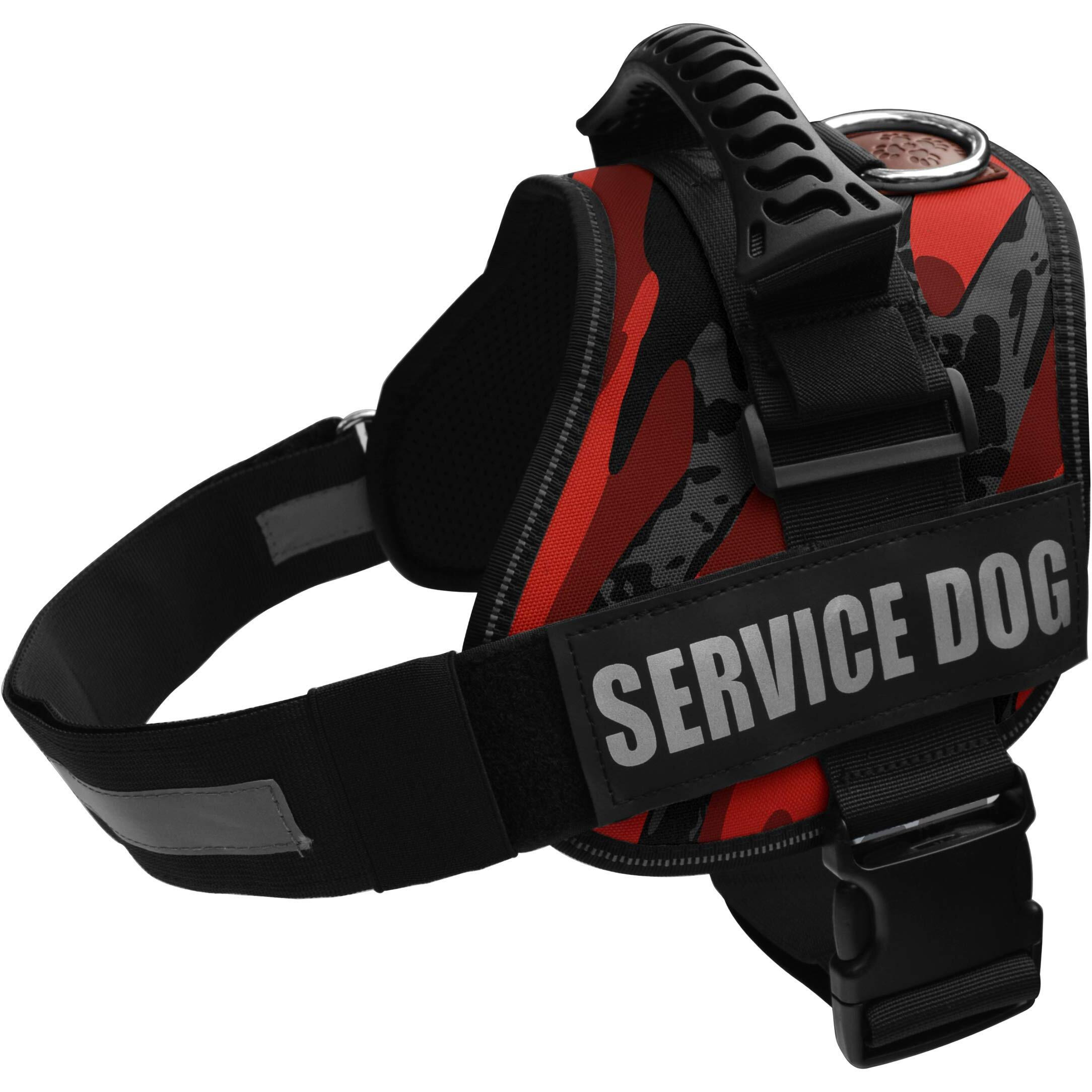 Albcorp Service Dog Vest Harness - Reflective - Woven Polyester And Nylon, Comfy Mesh Padding - Sizes From Xxs To Xl - Service Dog Patches Included. Red Camo, Medium