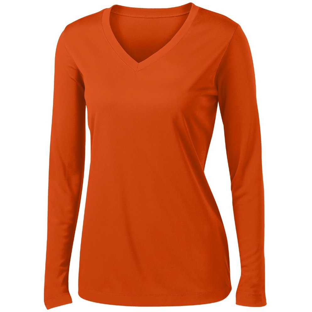Animal Den Long Sleeve Workout Tops For Women Athletic Cooling Shirts Under Scrub Shirt Orange-Xl
