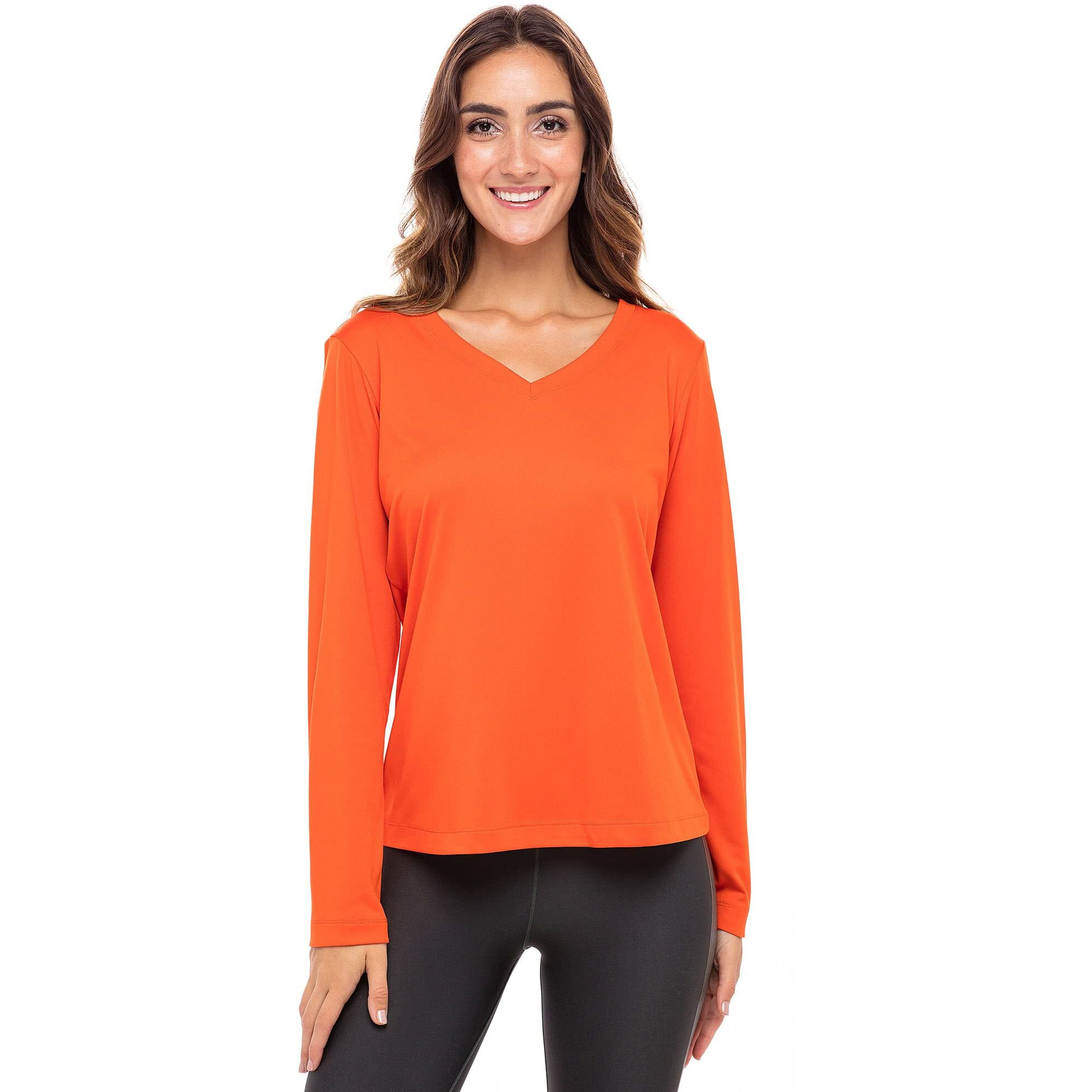 Animal Den Long Sleeve Workout Tops For Women Athletic Cooling Shirts Under Scrub Shirt Orange-Xl