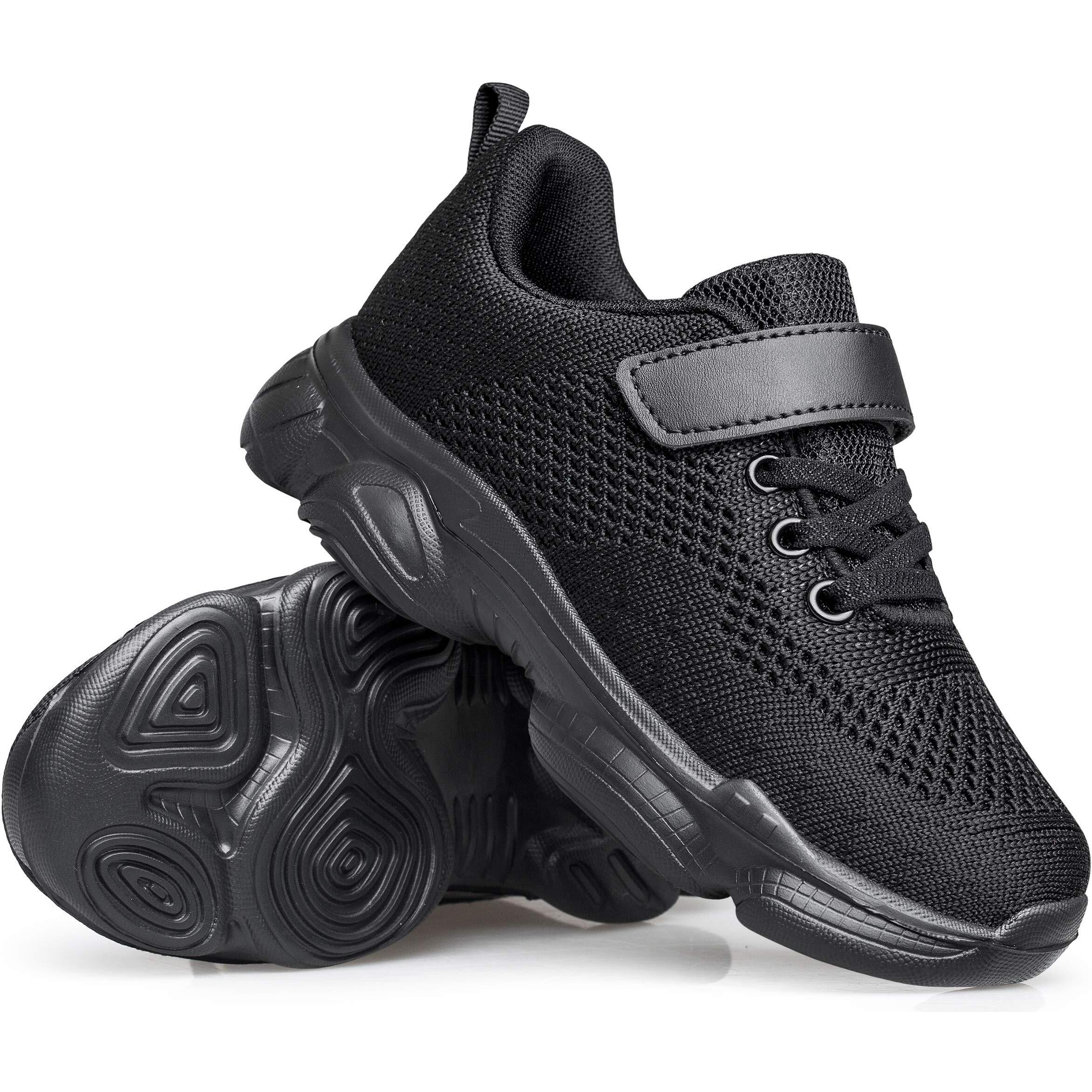 Murdesot Kids Shoes Toddler Boys Girls Athletic Running Sports Strap Sneakers For Toddler/Little Kid/Big Kid 13 All Black