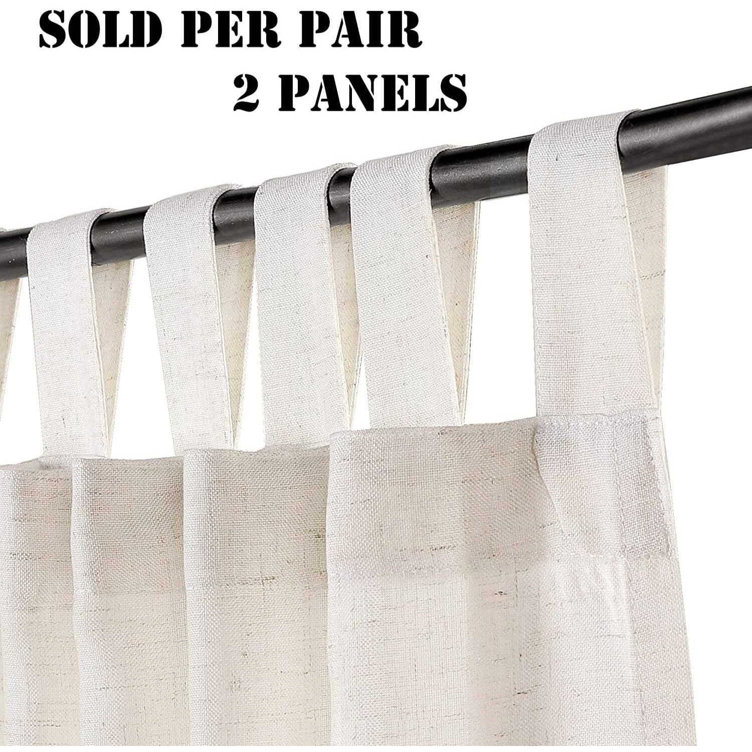 H.Versailtex Linen Curtains Linen Blended Curtains Tab Top Window Treatments Panels Drapes For Living Room, Elegant Energy Efficient Light Filtering Curtains (Set Of 2, 52" X 54", Heathered Natural)