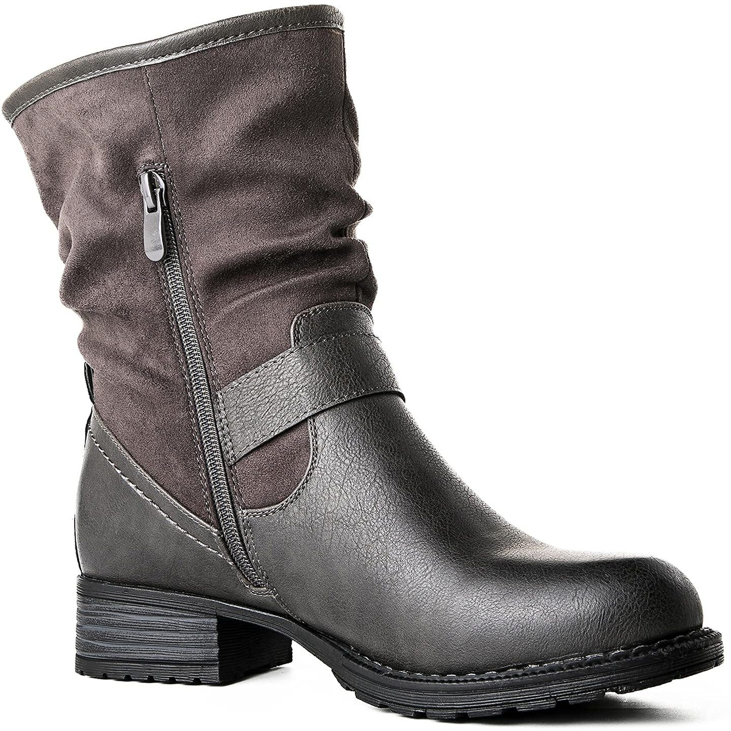 Globalwin Women's Grey Booties Comfortable Fashion Ankle Boots For Women Low Heel Size 10M