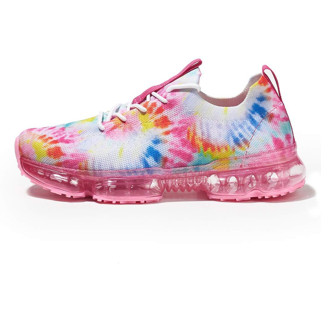Lucky Step Women Air Cushion Fashion Sneakers Breathable Casual Comfortable Lightweight Walking Shoes (Pink Tie Die,6B(M) Us)