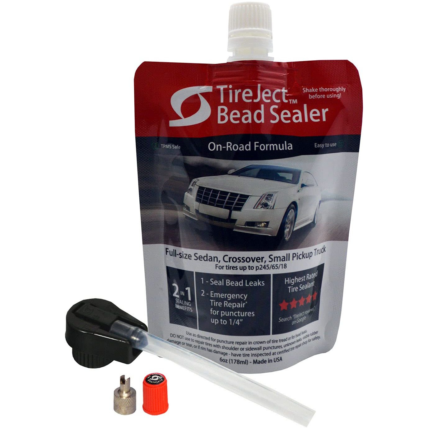 Tireject Automotive Sedancrossovertruck 2-In-1 Tire Sealant & Bead Sealer Kit For Tire Repair Of Leaks And Punctures