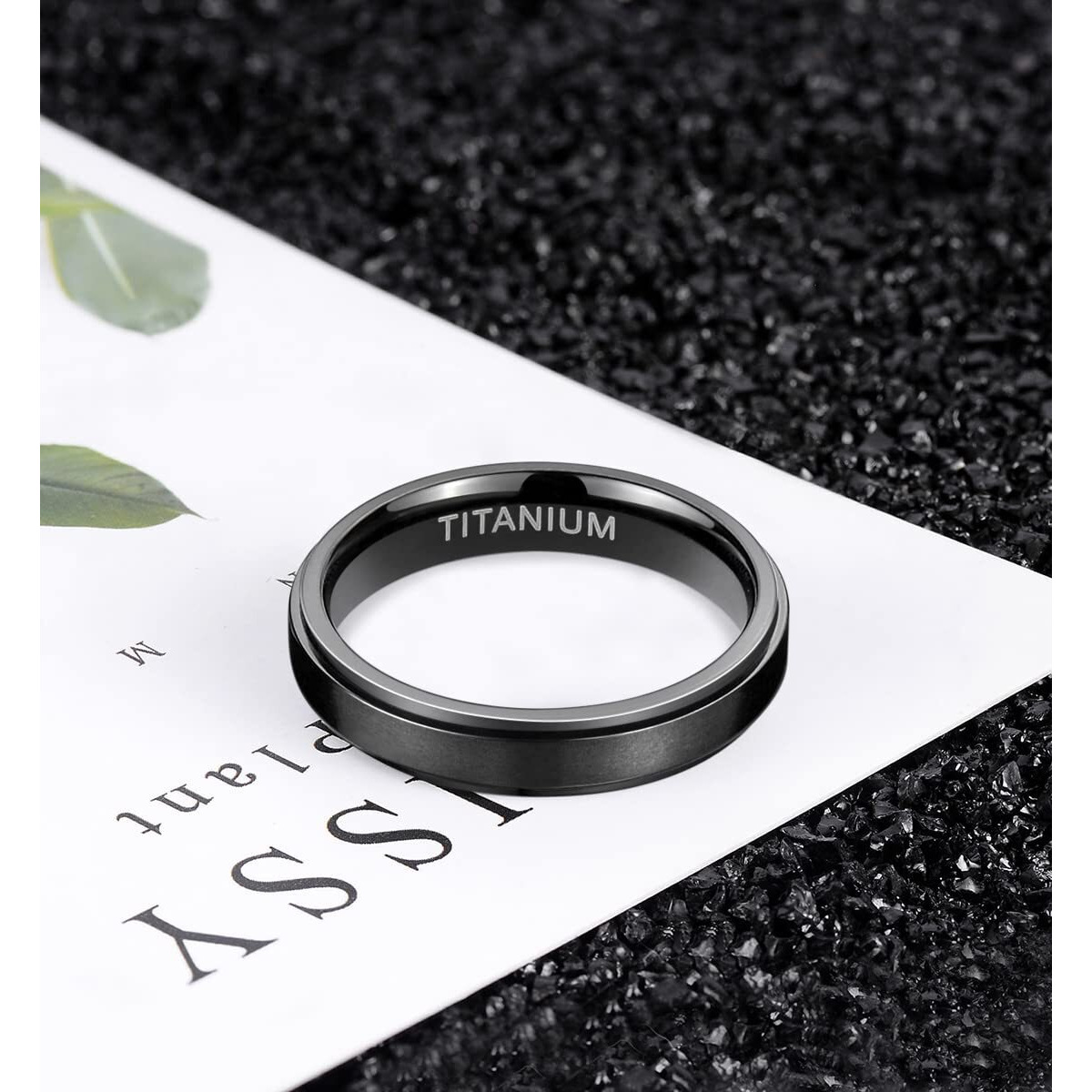 Tigrade 4Mm 6Mm 8Mm 10Mm Black Titanium Rings Wedding Band Matte Comfort Fit For Men Women Size 3-15,Black 4Mm, Size 4.5