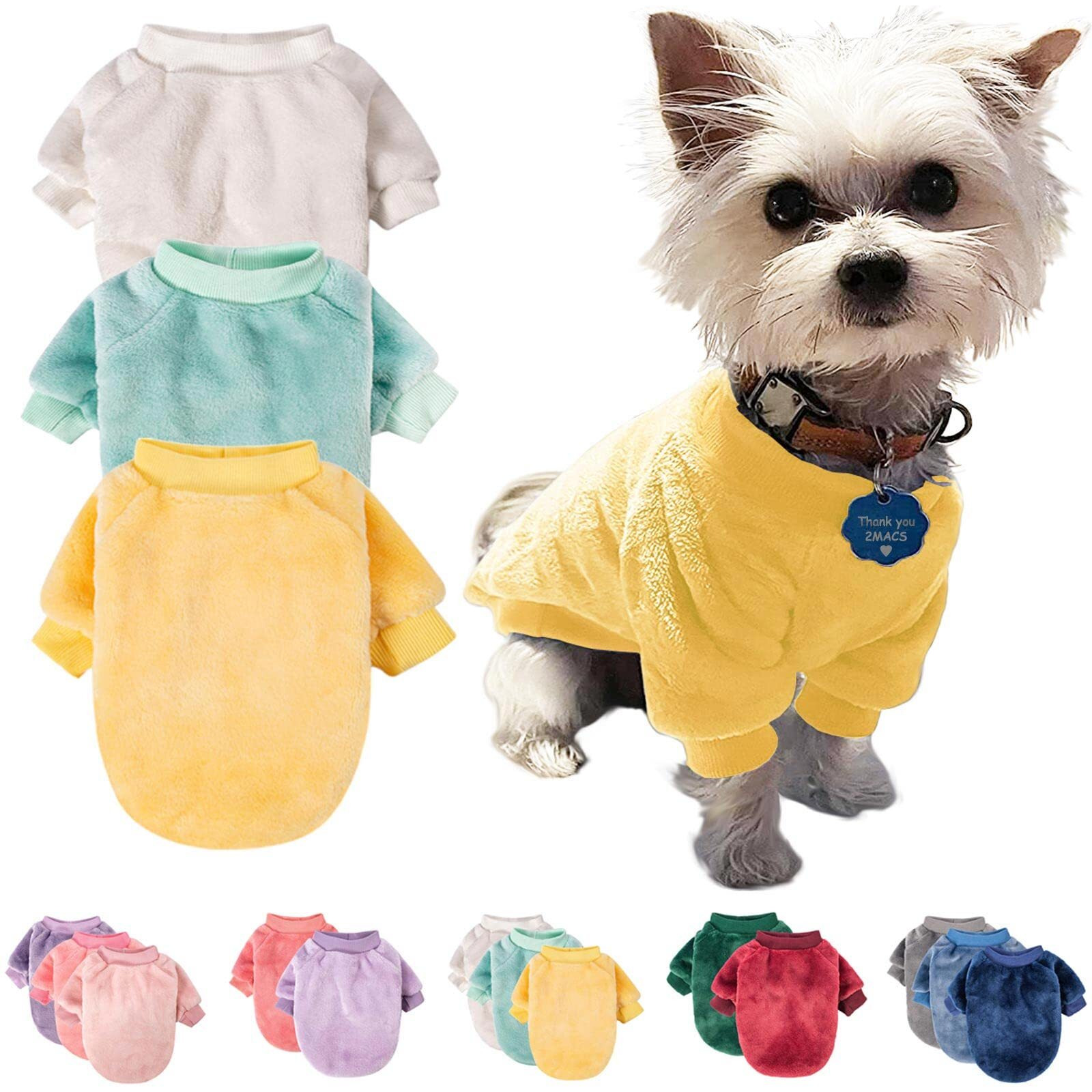 Dog Sweater, Pack Of 2 Or 3, Dog Clothes, Dog Coat, Dog Jacket For Small Or Medium Dogs Boy Or Girl, Ultra Soft And Warm Cat Pet Sweaters (Small, Beige,Light Green,Yellow)