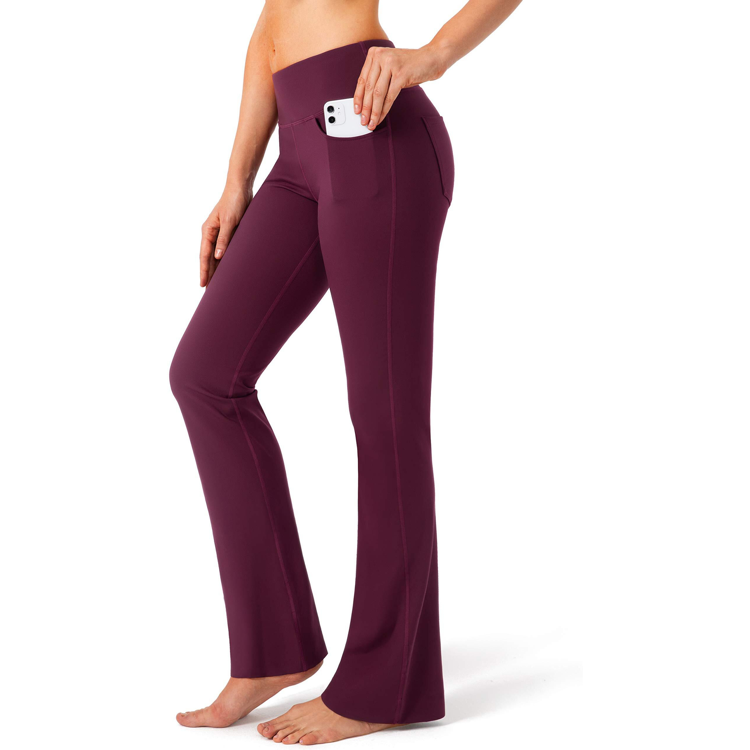 G Gradual Women's Pants With 4 Pockets High Waist Work Pants Bootcut Yoga Pants For Women (Maroon, Xx-Large)