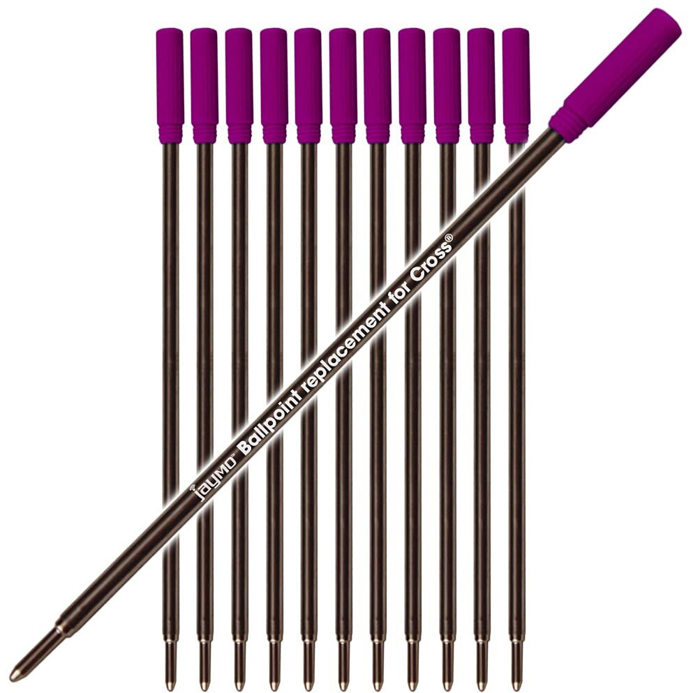 Jaymo Replacement For Cross 8511/8513/8515 - Measures 4.563 In / 116 Mm Long - Ballpoint Pen Refill - 12 Purple