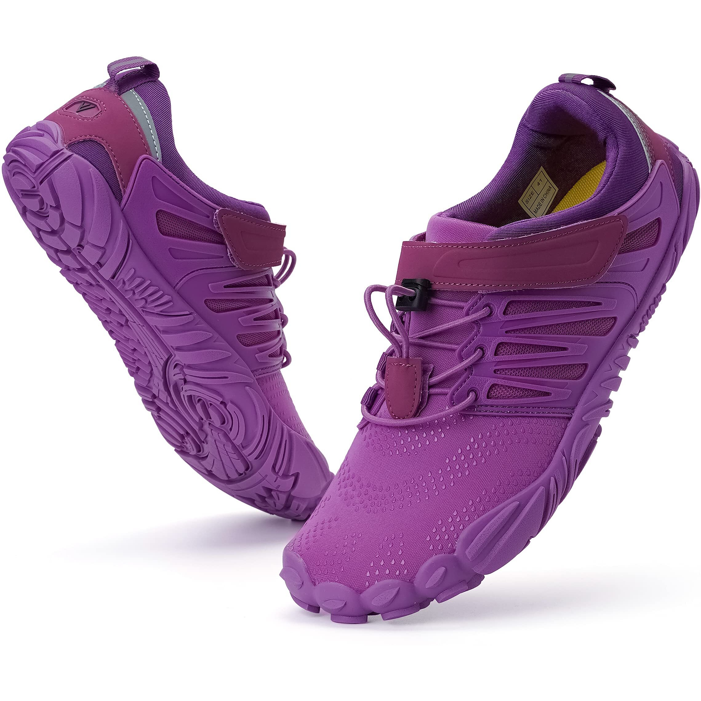 Whitin Women's Minimalist Barefoot Shoes Low Zero Drop Trail Running 5 Five Fingers Size 6.5 7 Female Wide Toe Box Sneakers Hiking Trainer Purple 37