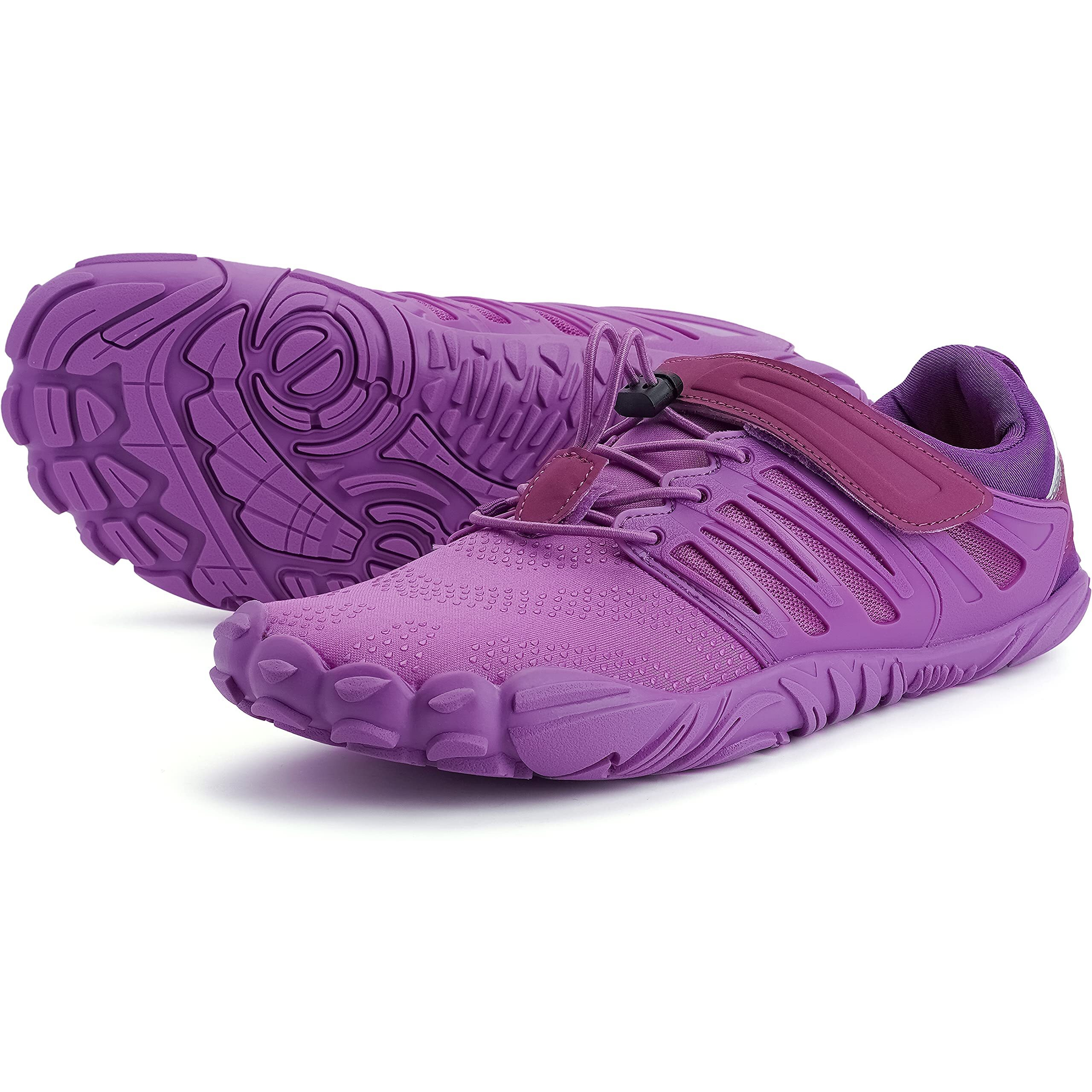 Whitin Women's Minimalist Barefoot Shoes Low Zero Drop Trail Running 5 Five Fingers Size 6.5 7 Female Wide Toe Box Sneakers Hiking Trainer Purple 37