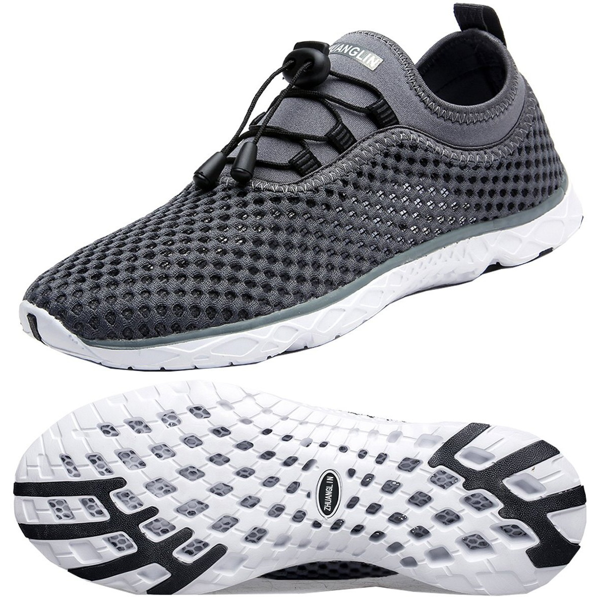 Zhuanglin Men's Quick Drying Aqua Water Shoes Dark Grey 8
