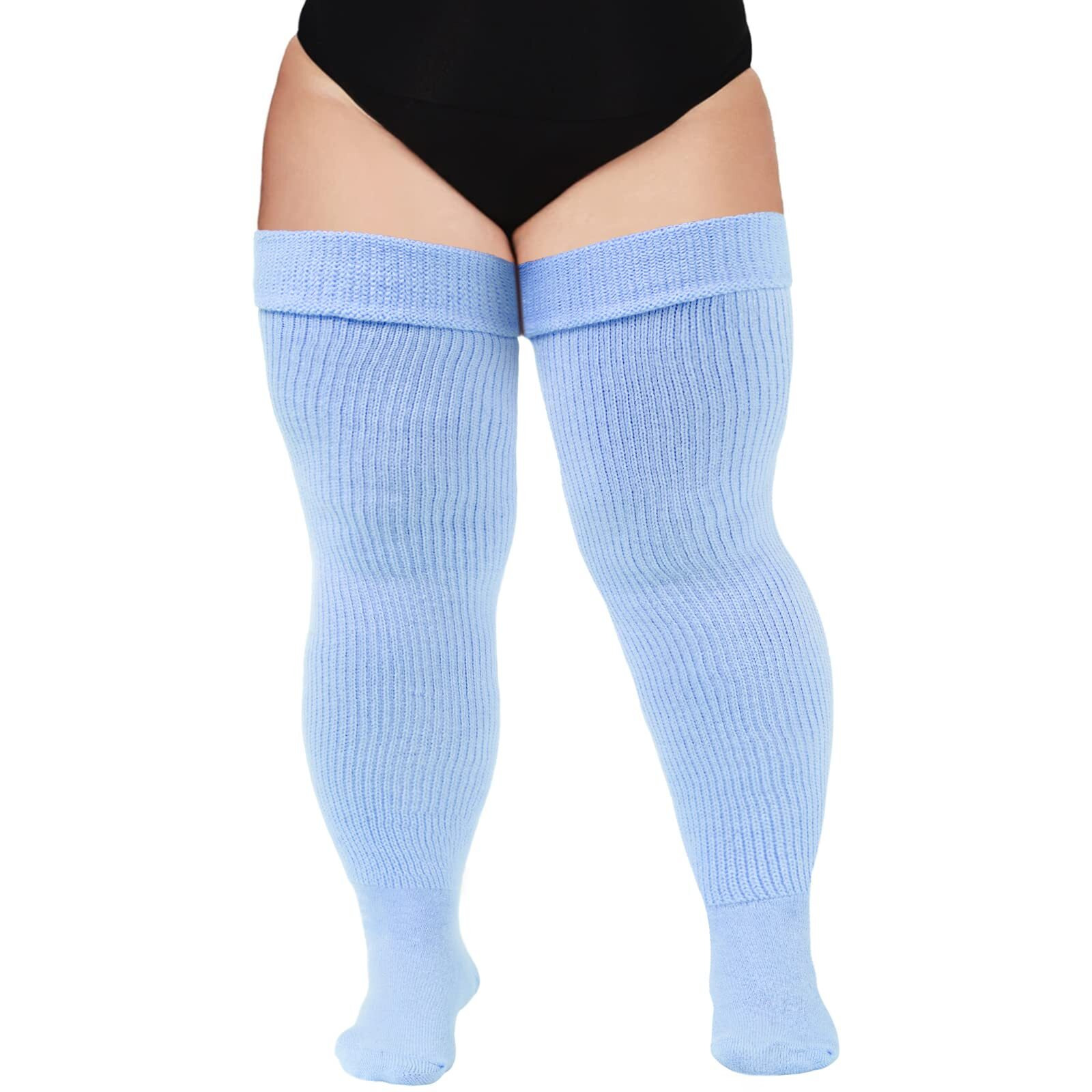Plus Size Womens Thigh High Socks For Thick Thighs- Extra Long & Thick Over The Knee Stockings- Leg Warmer Boot Socks