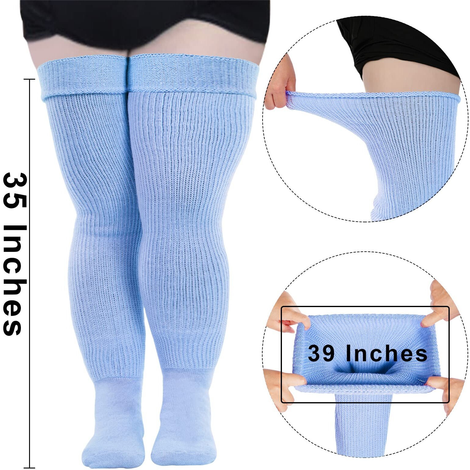 Plus Size Womens Thigh High Socks For Thick Thighs- Extra Long & Thick Over The Knee Stockings- Leg Warmer Boot Socks