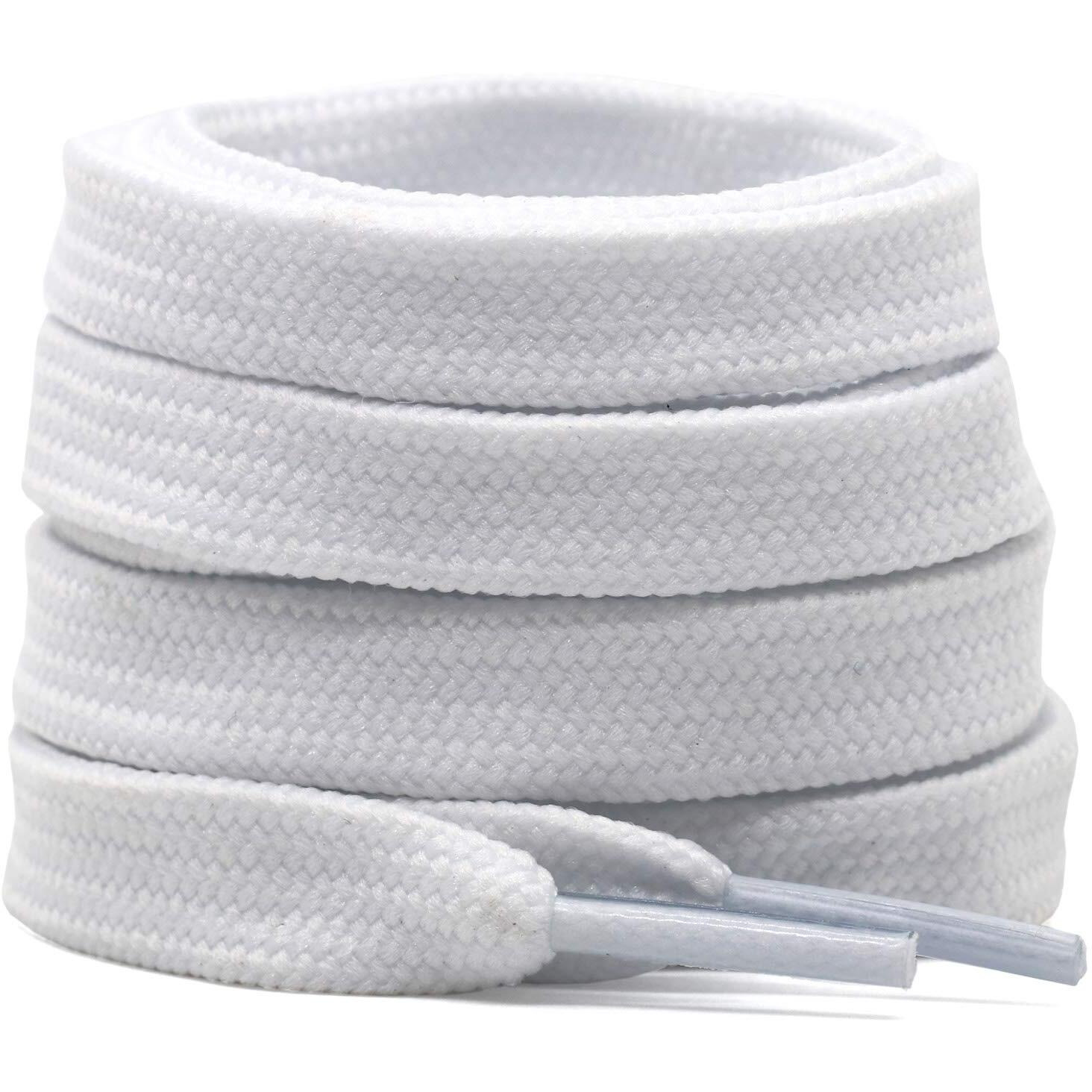 Delele Solid Flat Shoe Laces Hollow Thick White Shoelaces For Sneakers 2 Pair 67 Inch